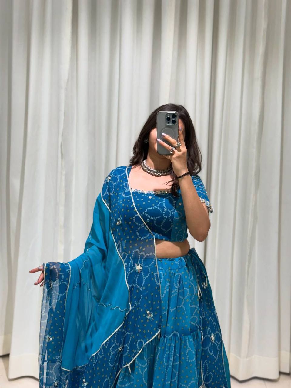 Traditional Navratri Lehenga Choli Set – Mirror Work Design