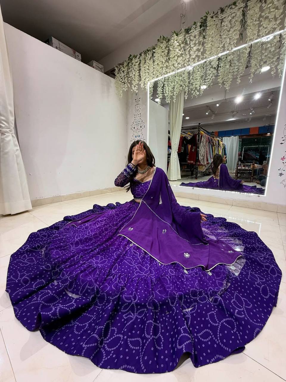 Traditional Navratri Lehenga Choli Set – Mirror Work Design