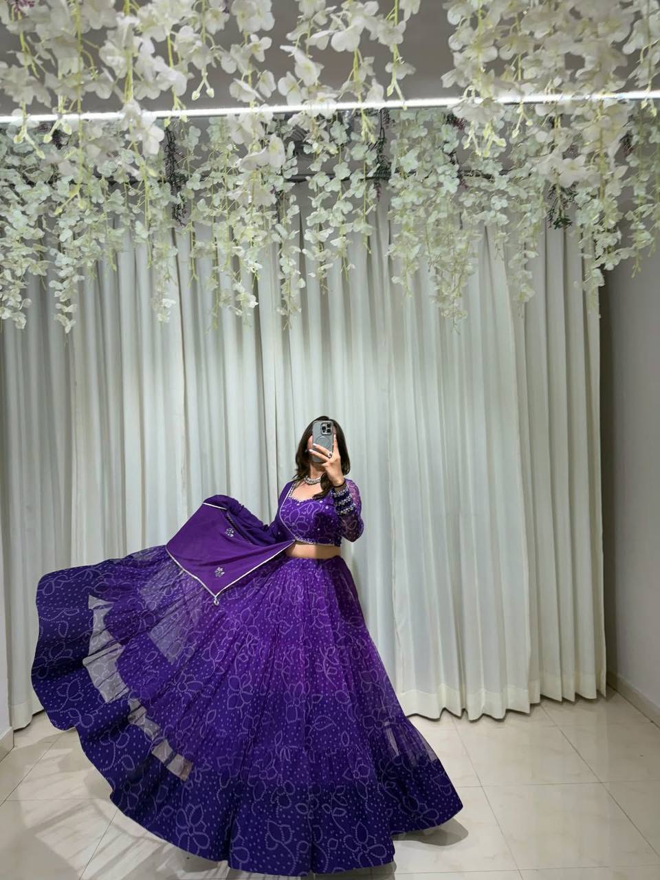 Traditional Navratri Lehenga Choli Set – Mirror Work Design