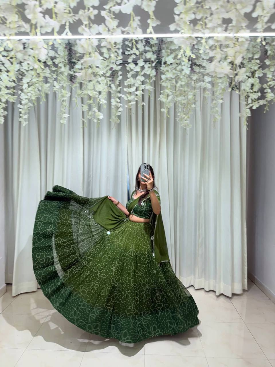 Traditional Navratri Lehenga Choli Set – Mirror Work Design