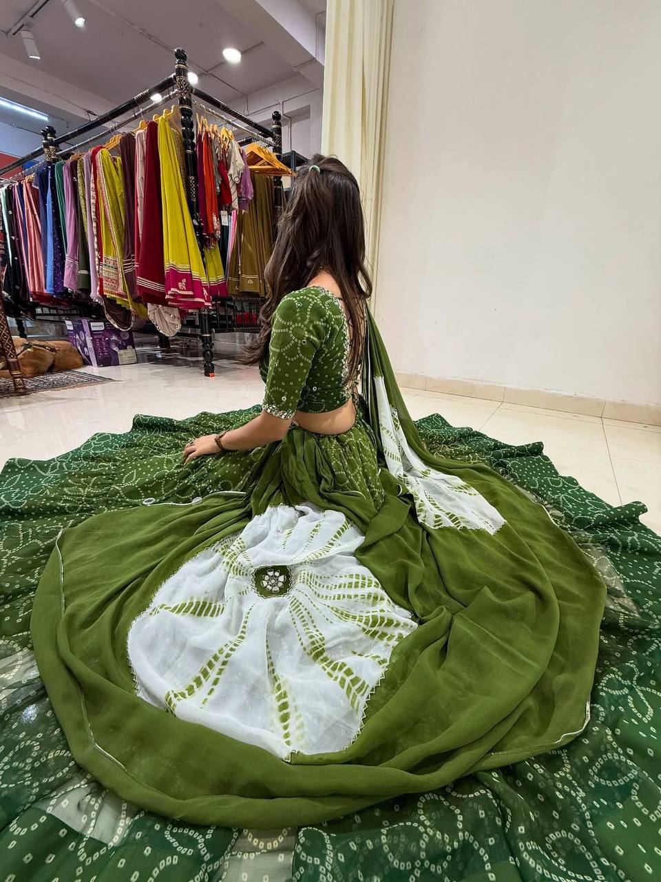 Traditional Navratri Lehenga Choli Set – Mirror Work Design