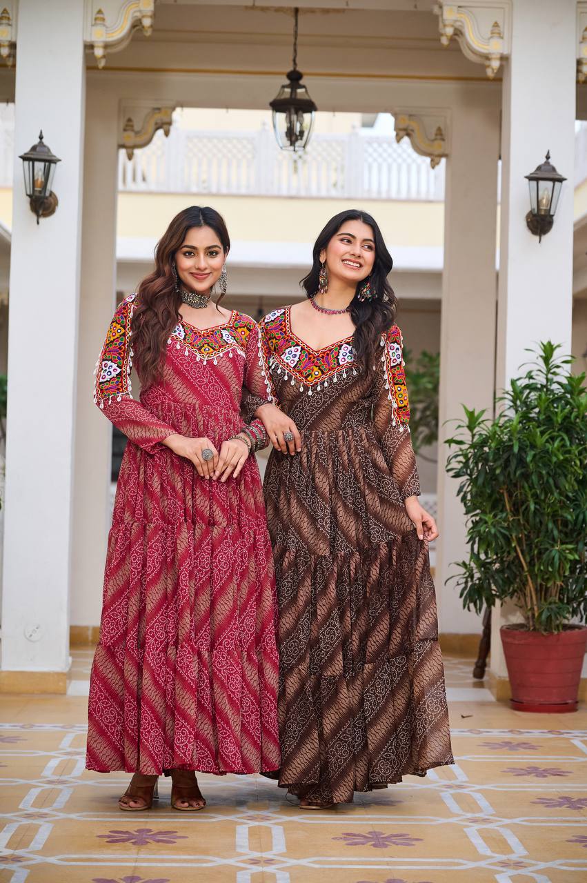 Rajrang Garba Glamour Mirror And Bandhani Magic Gown