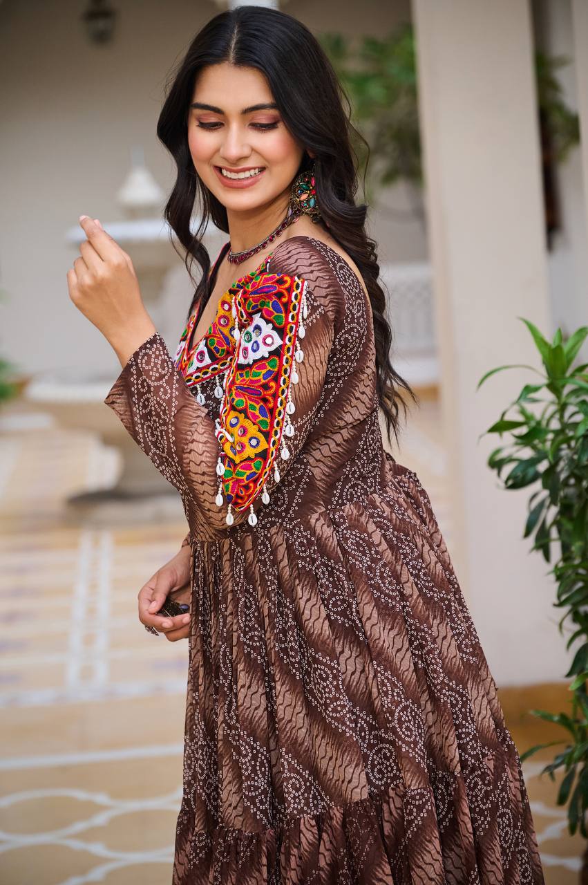 Rajrang Garba Glamour Mirror And Bandhani Magic Gown