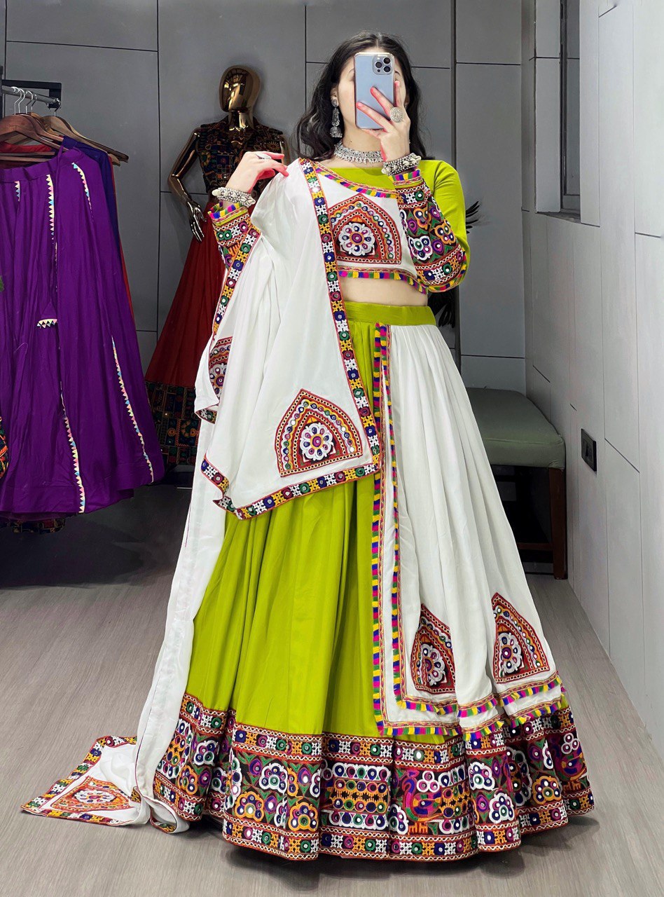 Vibha Multicolor Kutchi Work Mirror Embroidered Navratri Lehenga Set