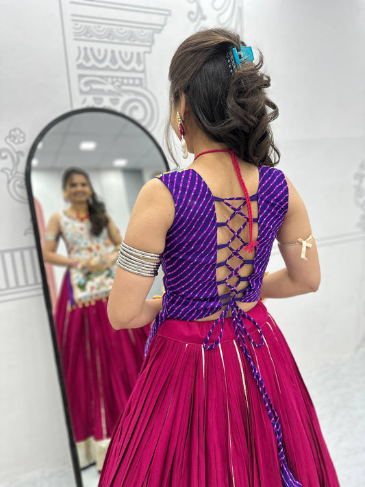 Krisha Magic Hand-Embroidered Kutchi Mirror Work Lehenga Set