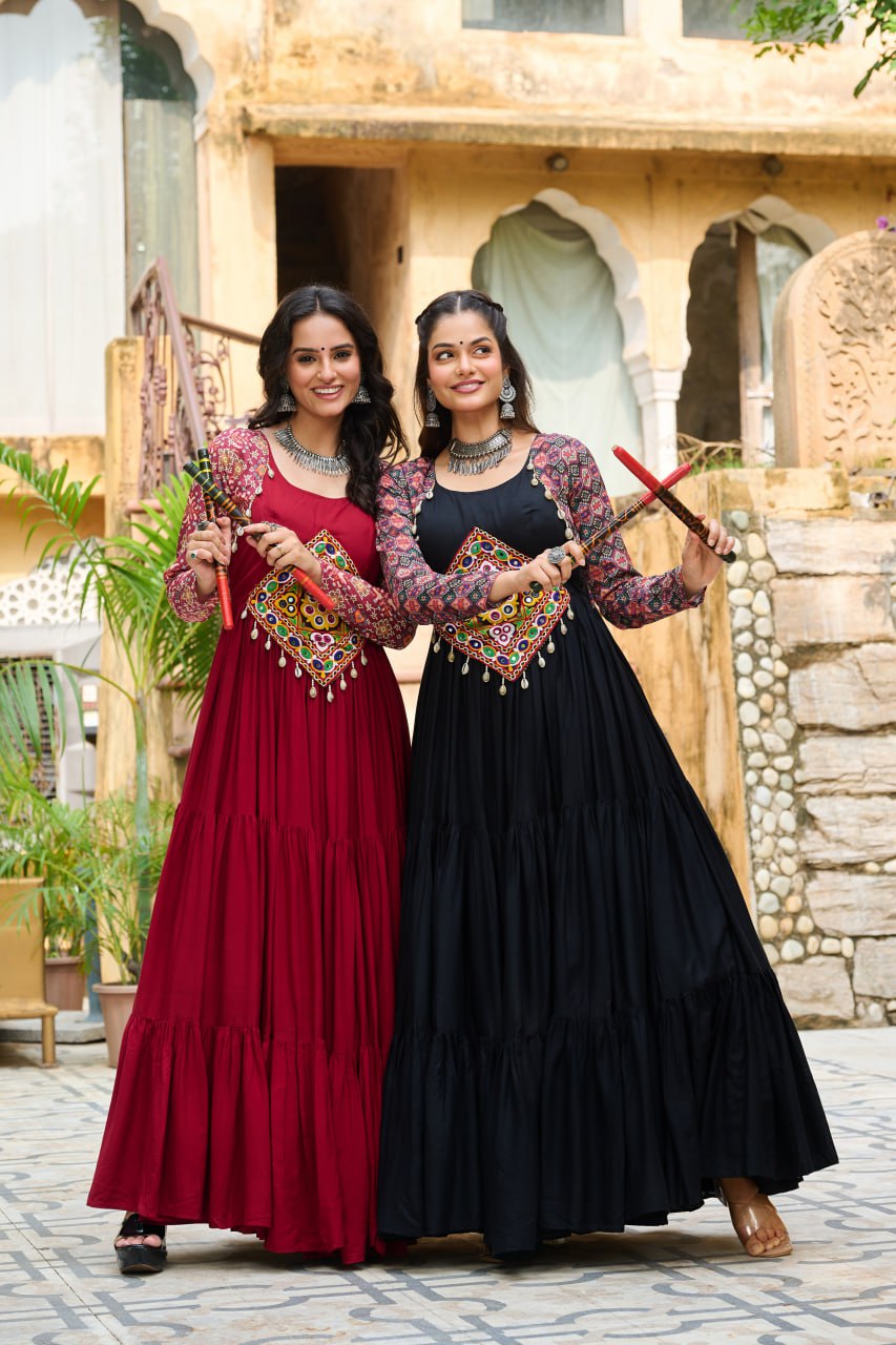 Vritika Festive Flared Kutch Embroidery Anarkali Gown