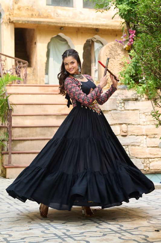 Vritika Festive Flared Kutch Embroidery Anarkali Gown
