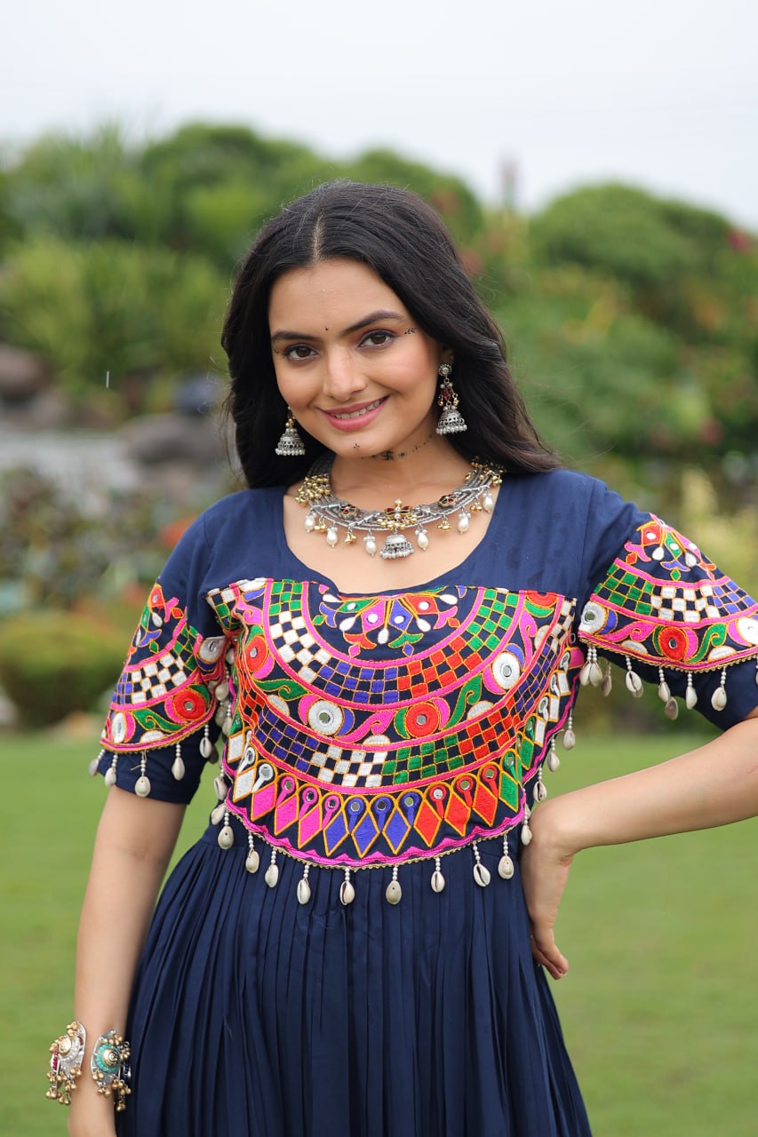 Naayra Sparkle Mirror Work Flared Navratri Maxi Gown