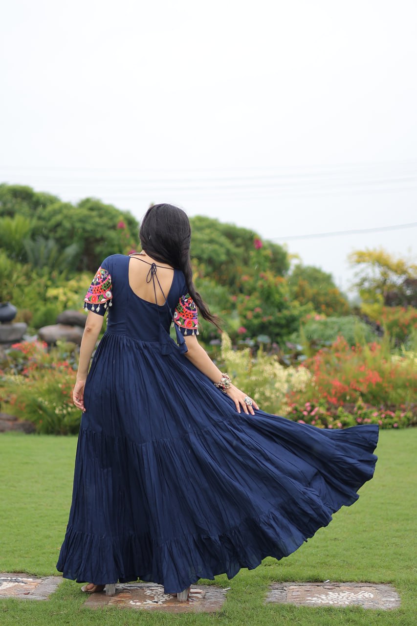 Naayra Sparkle Mirror Work Flared Navratri Maxi Gown