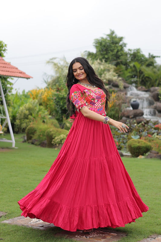 Naayra Sparkle Mirror Work Flared Navratri Maxi Gown