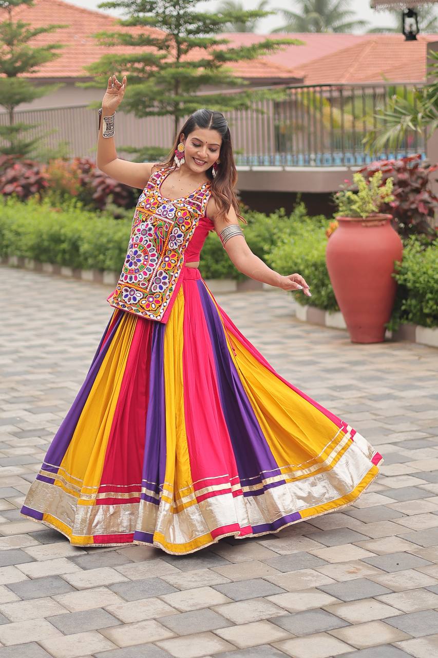 Rangeela Kutchi Embroidery Multicolor Mirror Work Navratri Chaniya Choli