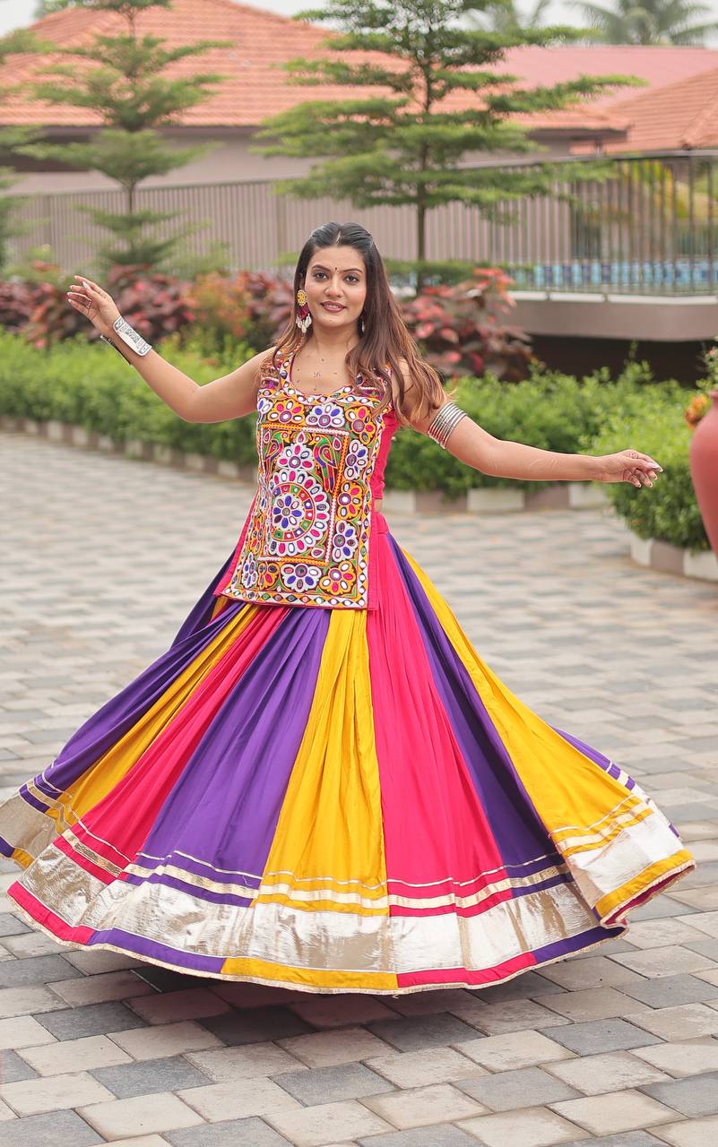 Rangeela Kutchi Embroidery Multicolor Mirror Work Navratri Chaniya Choli