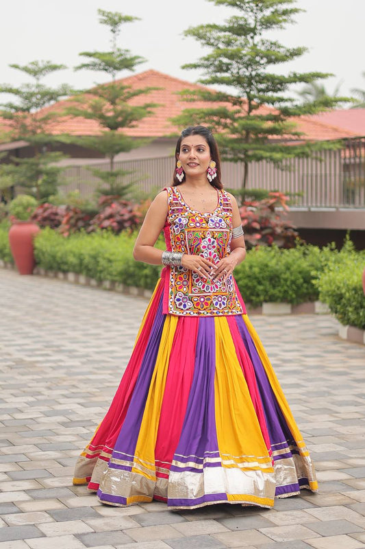 Rangeela Kutchi Embroidery Multicolor Mirror Work Navratri Chaniya Choli