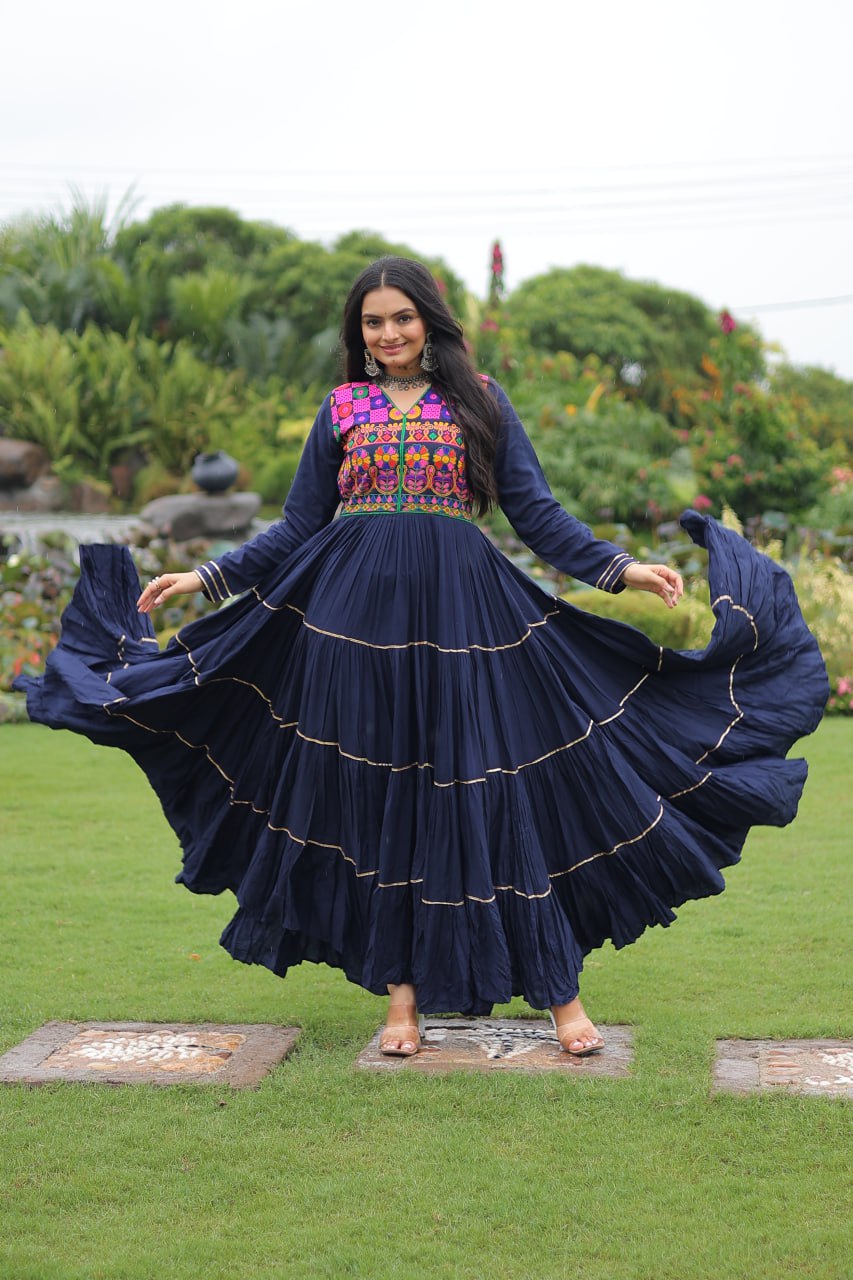 Rangrez Kutchi Mirror Work Embroidered Flared Gown