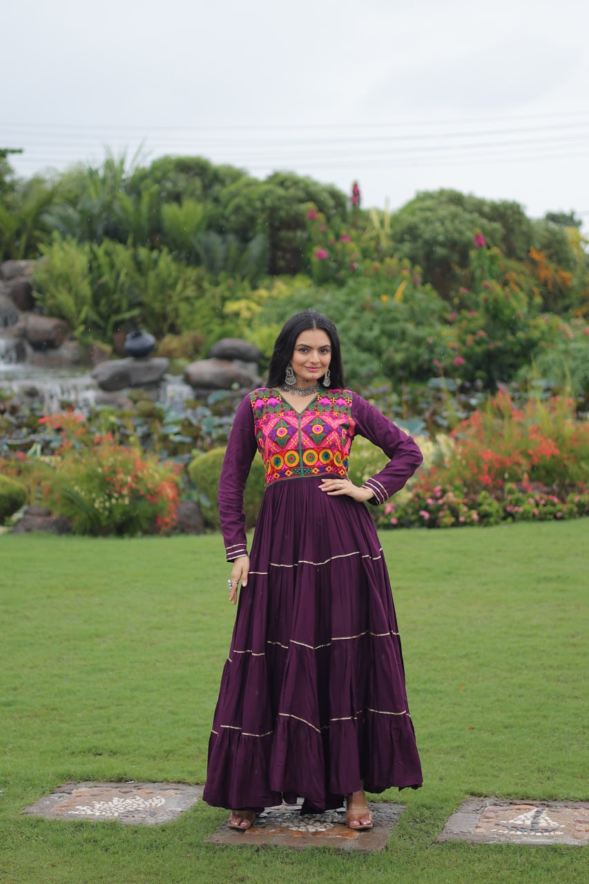 Rangrez Kutchi Mirror Work Embroidered Flared Gown
