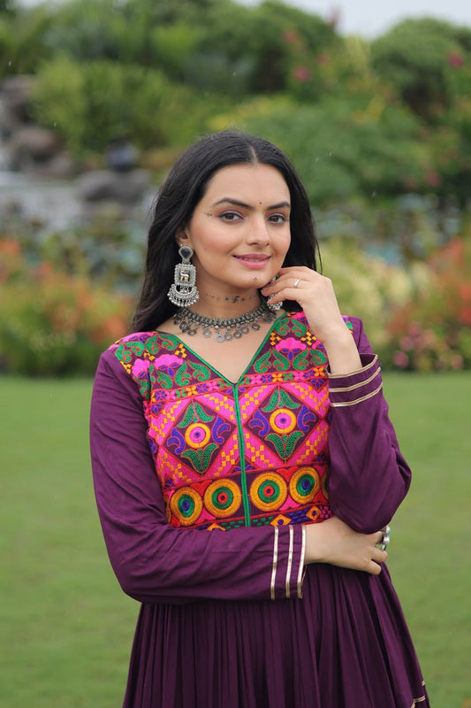 Rangrez Kutchi Mirror Work Embroidered Flared Gown