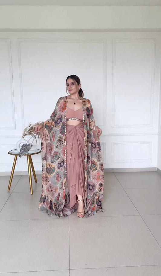 Stylish Fiona Silk Indo-Western Set for Weddings & Parties