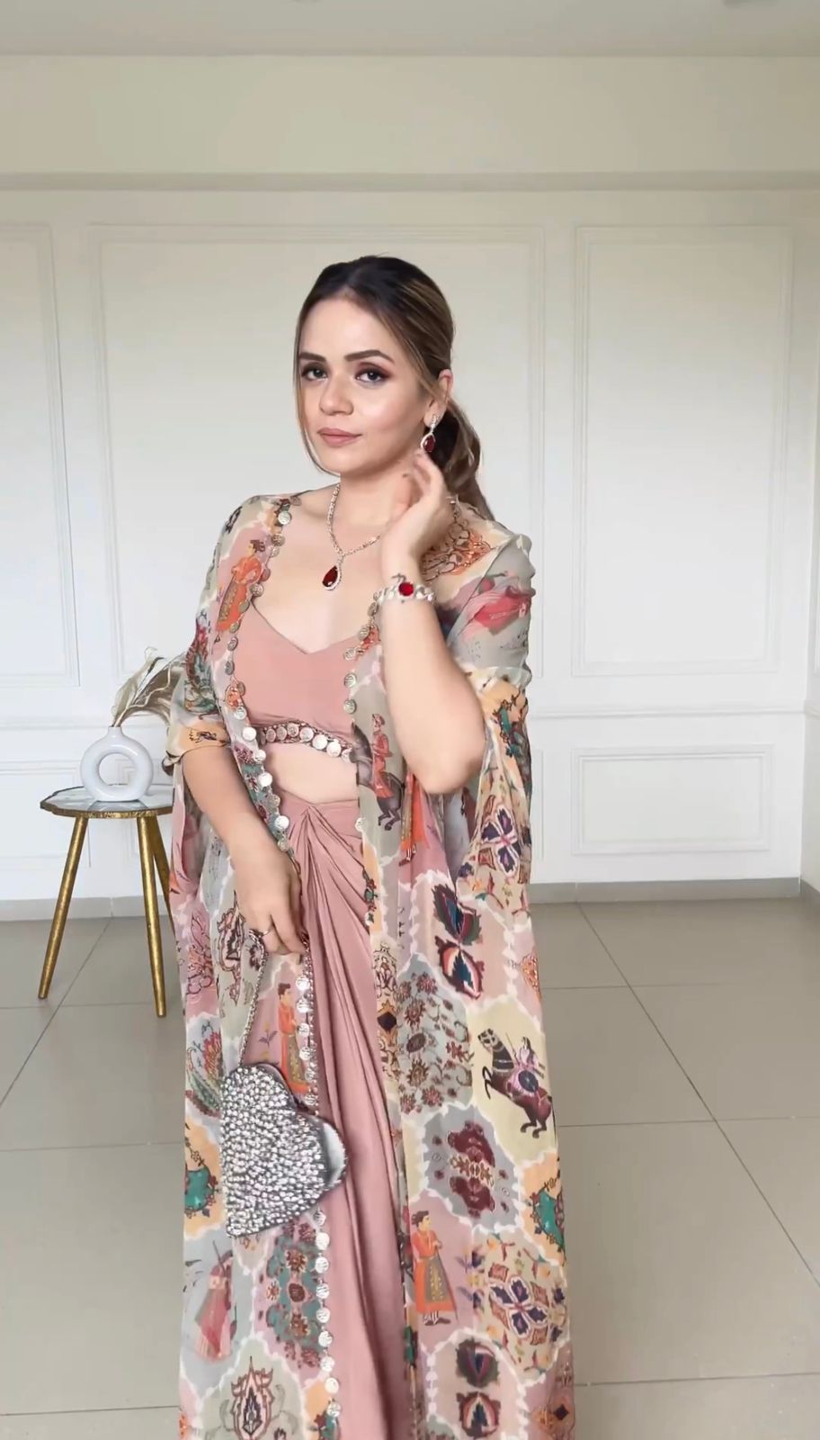 Stylish Fiona Silk Indo-Western Set for Weddings & Parties