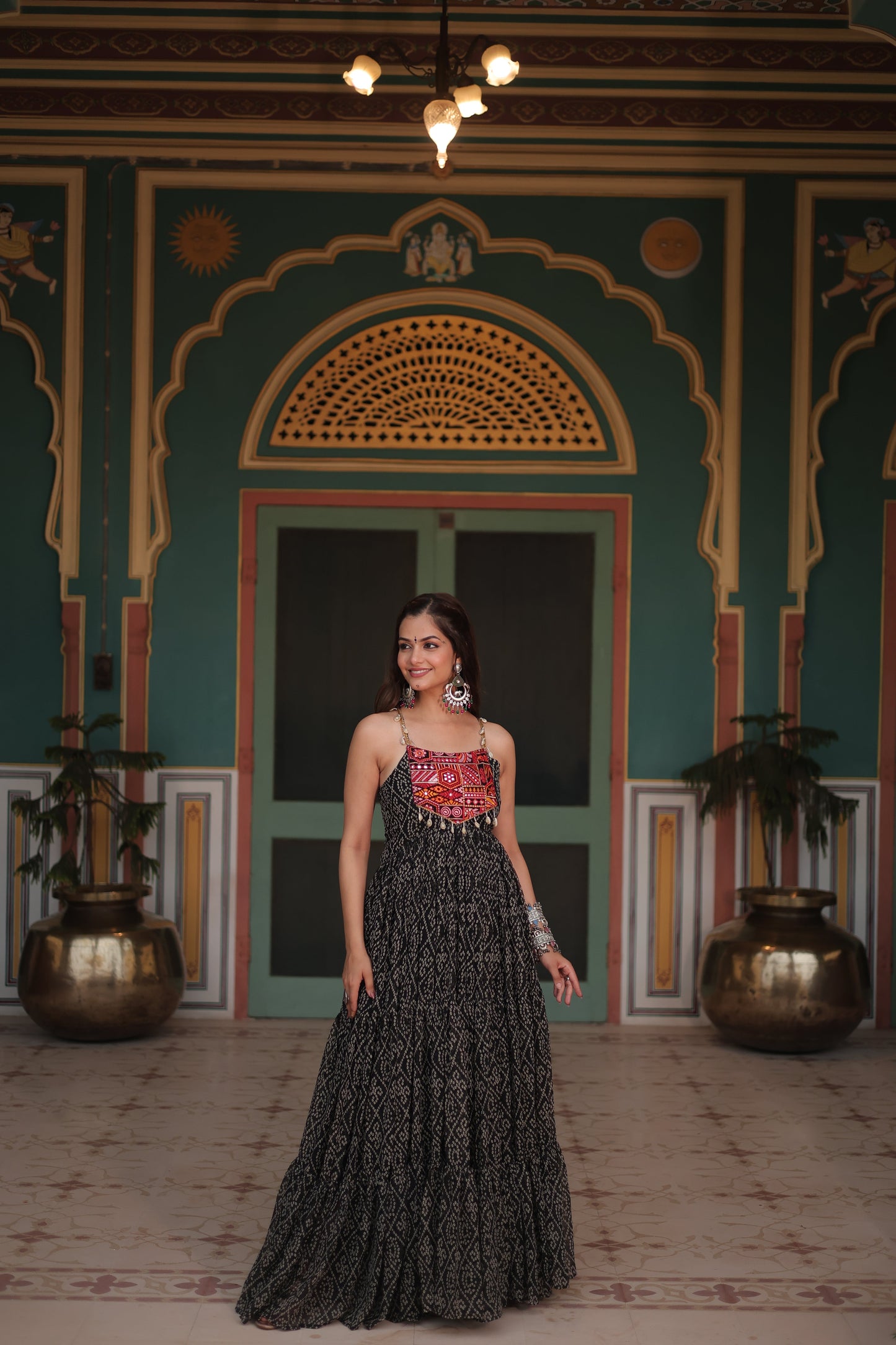 TILTON NAVRATRI SPECIAL BANDHANI PRINT PATCHWORK GOWN