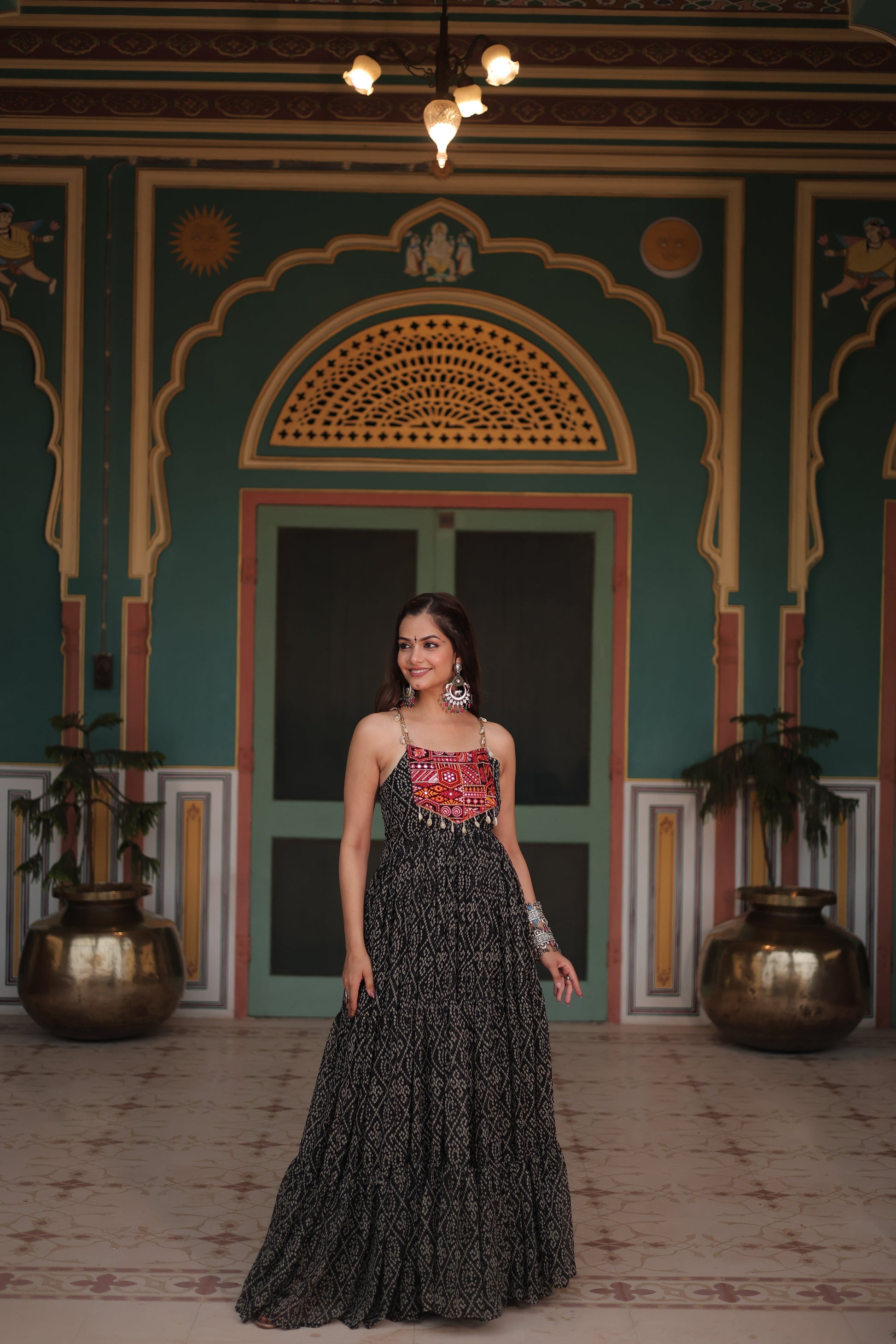 TILTON NAVRATRI SPECIAL BANDHANI PRINT PATCHWORK GOWN