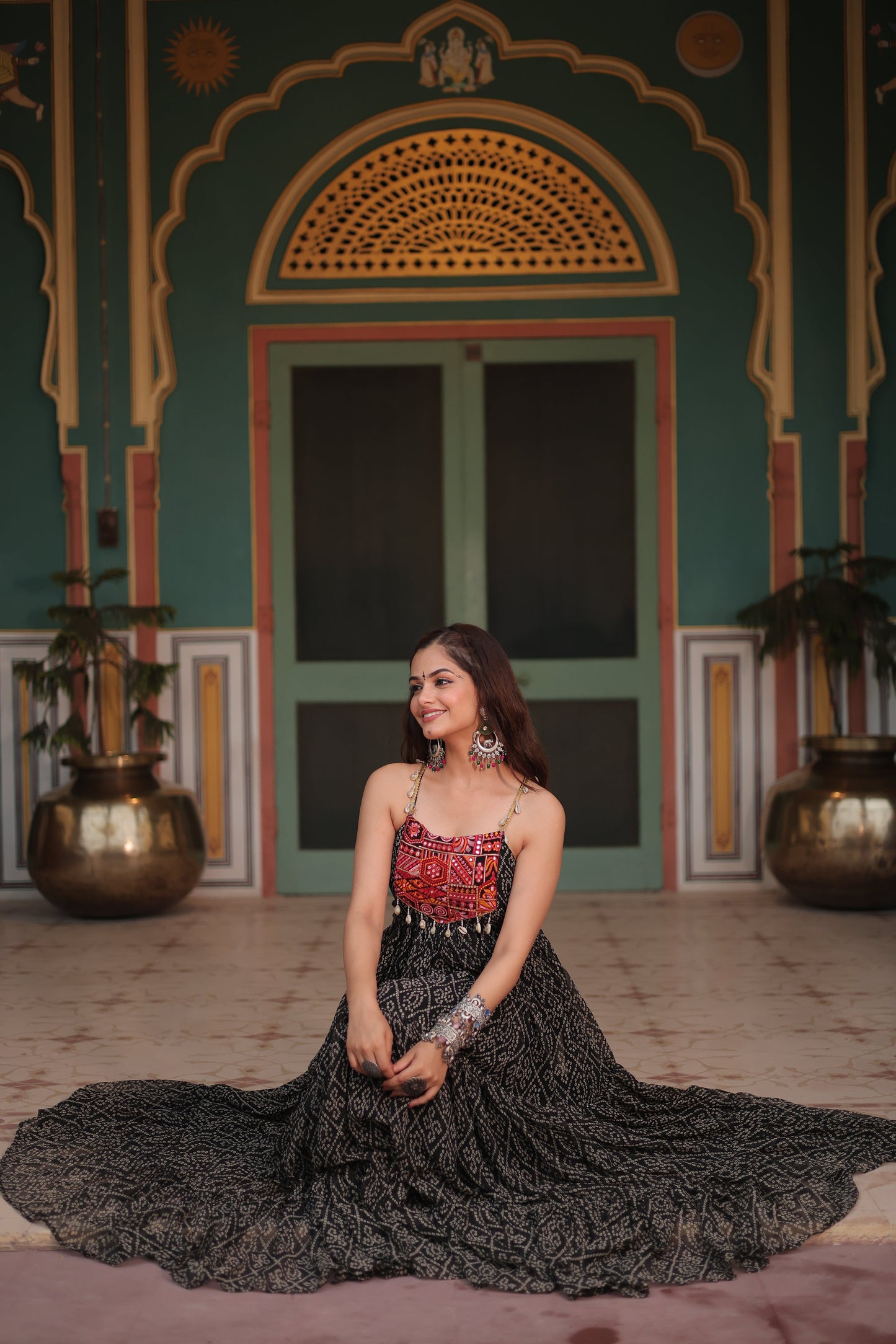 TILTON NAVRATRI SPECIAL BANDHANI PRINT PATCHWORK GOWN