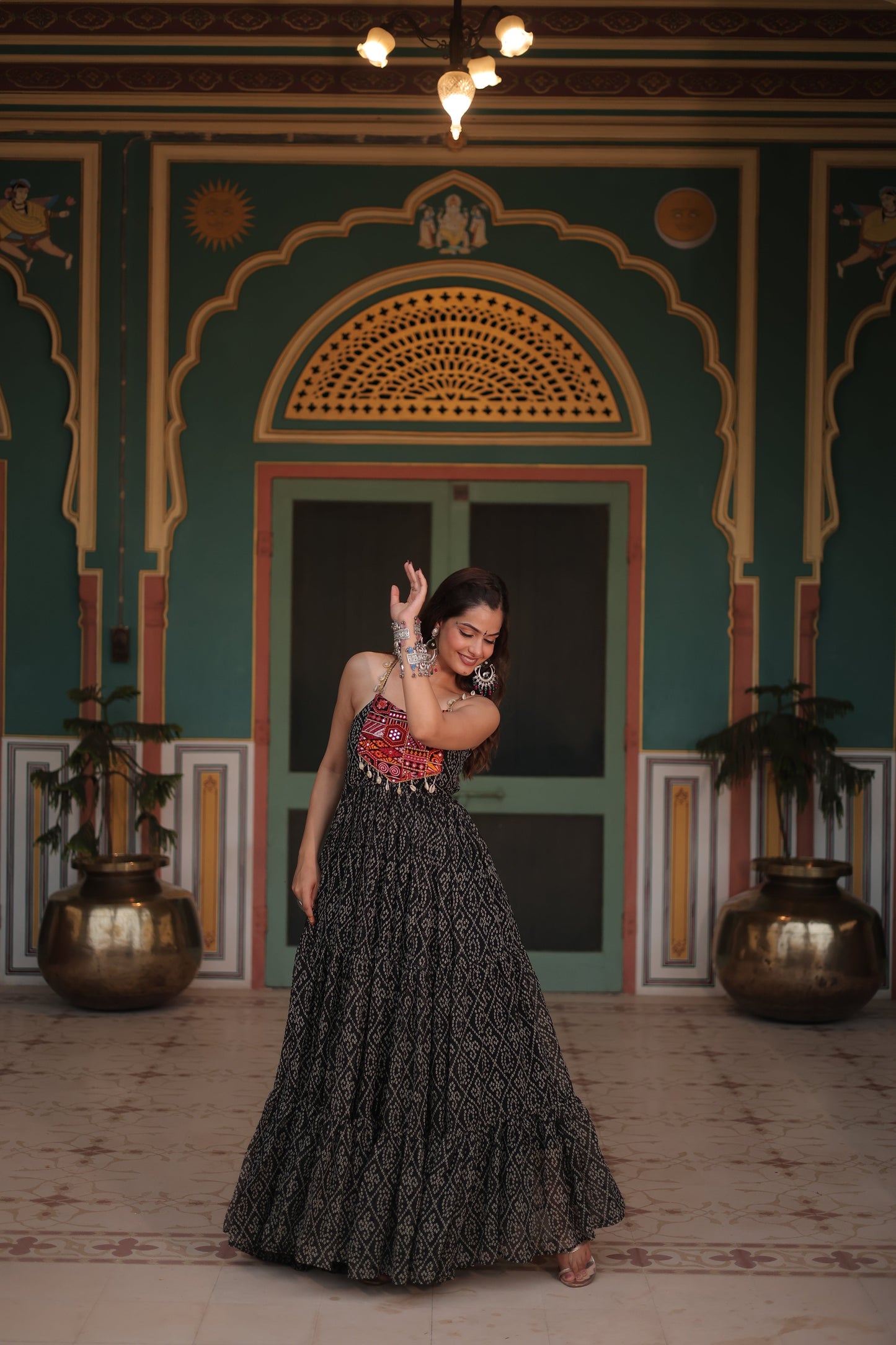 TILTON NAVRATRI SPECIAL BANDHANI PRINT PATCHWORK GOWN