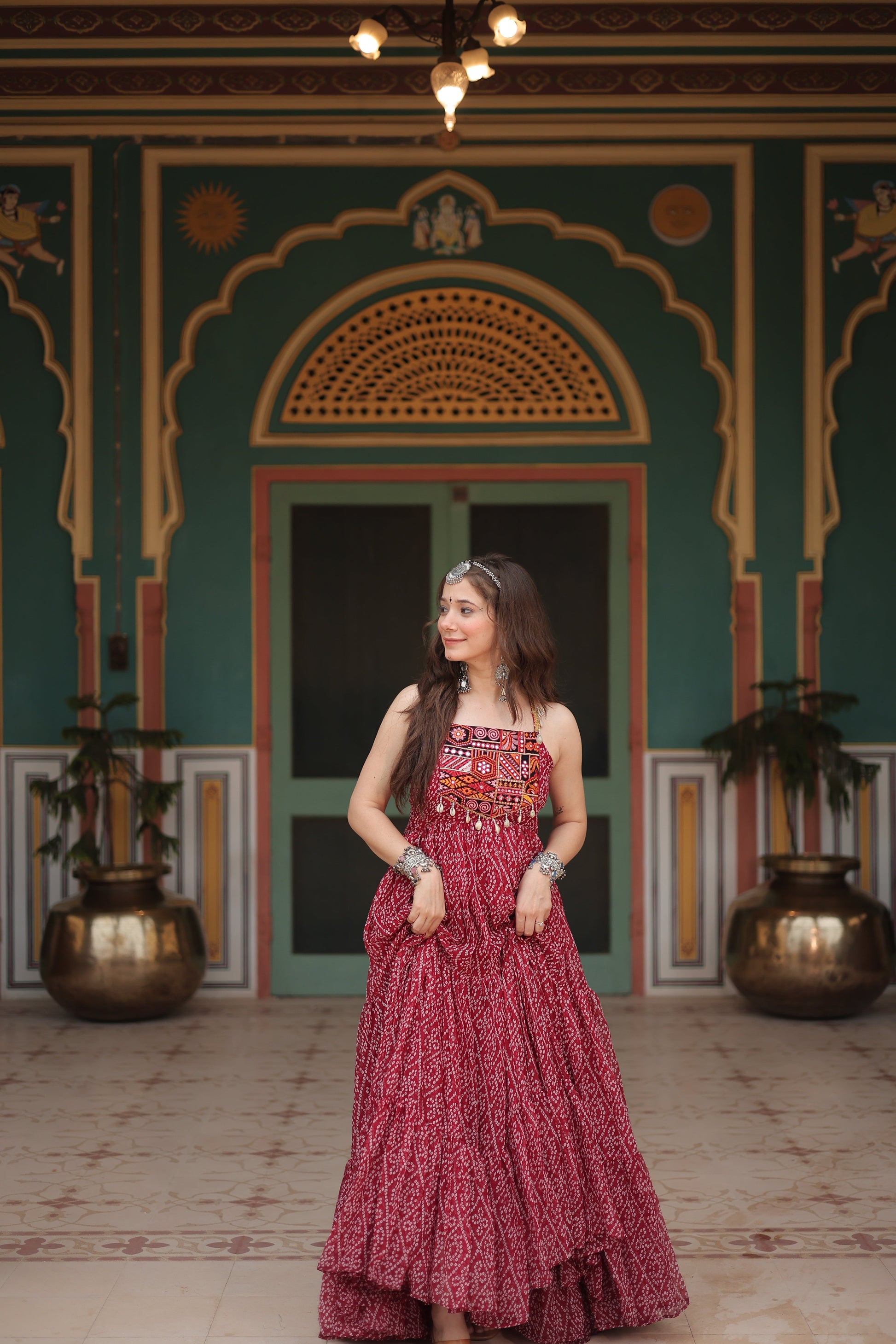 TILTON NAVRATRI SPECIAL BANDHANI PRINT PATCHWORK GOWN