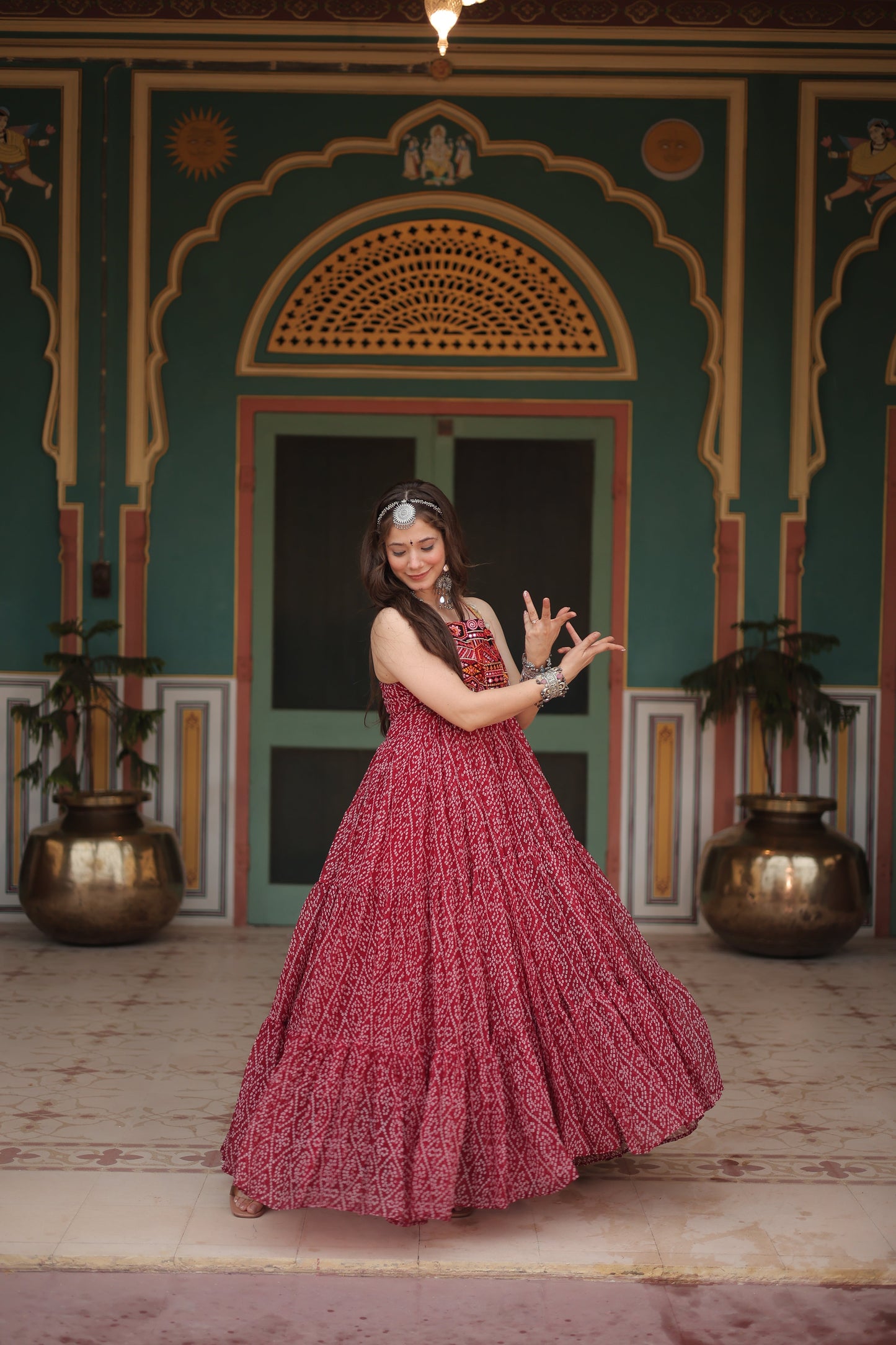 TILTON NAVRATRI SPECIAL BANDHANI PRINT PATCHWORK GOWN