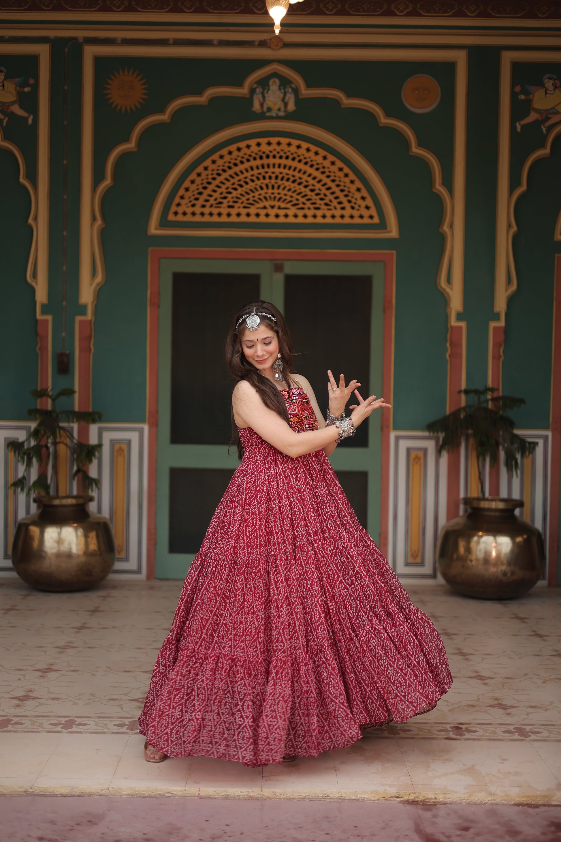 TILTON NAVRATRI SPECIAL BANDHANI PRINT PATCHWORK GOWN
