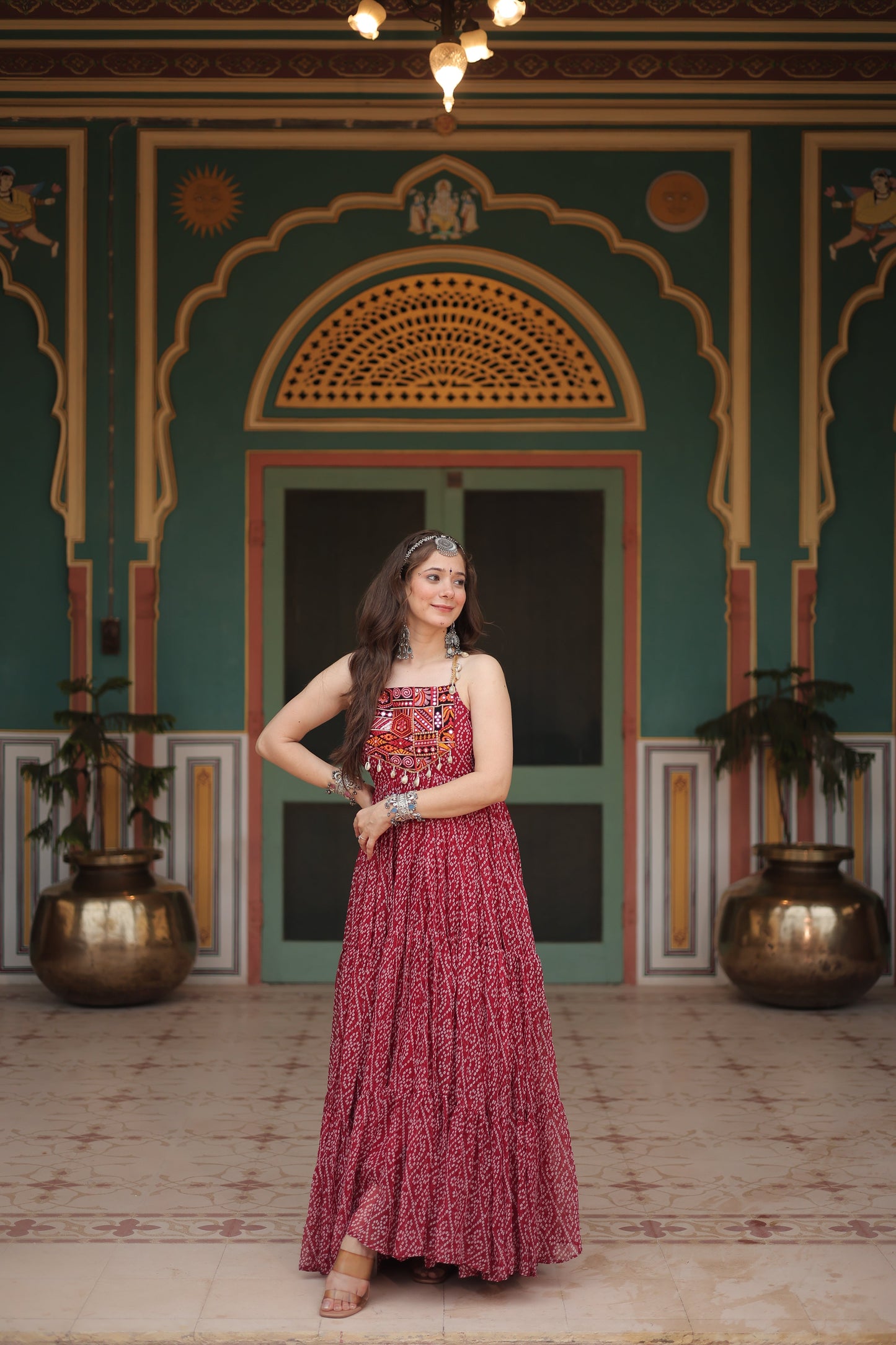 TILTON NAVRATRI SPECIAL BANDHANI PRINT PATCHWORK GOWN