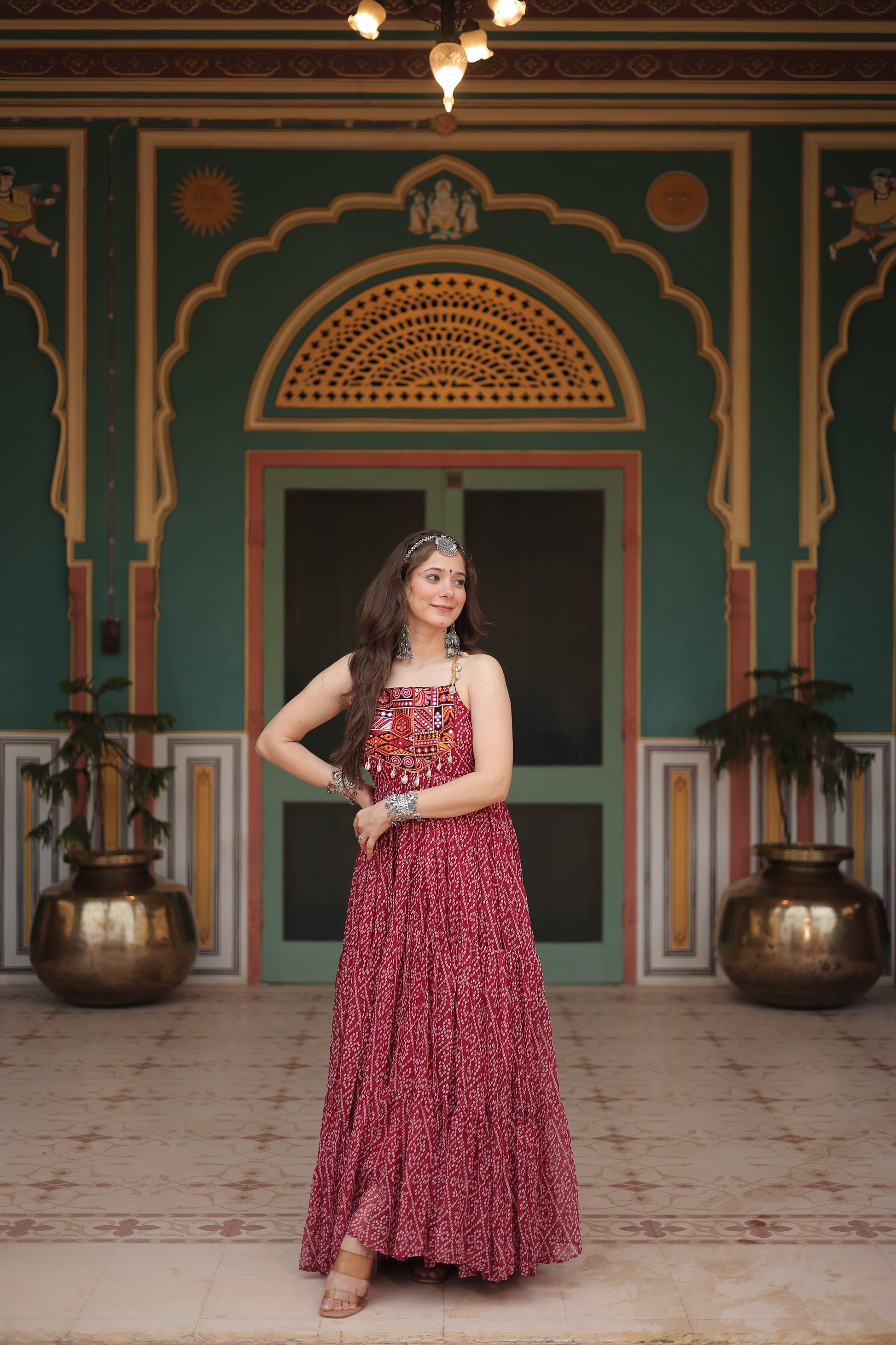 TILTON NAVRATRI SPECIAL BANDHANI PRINT PATCHWORK GOWN