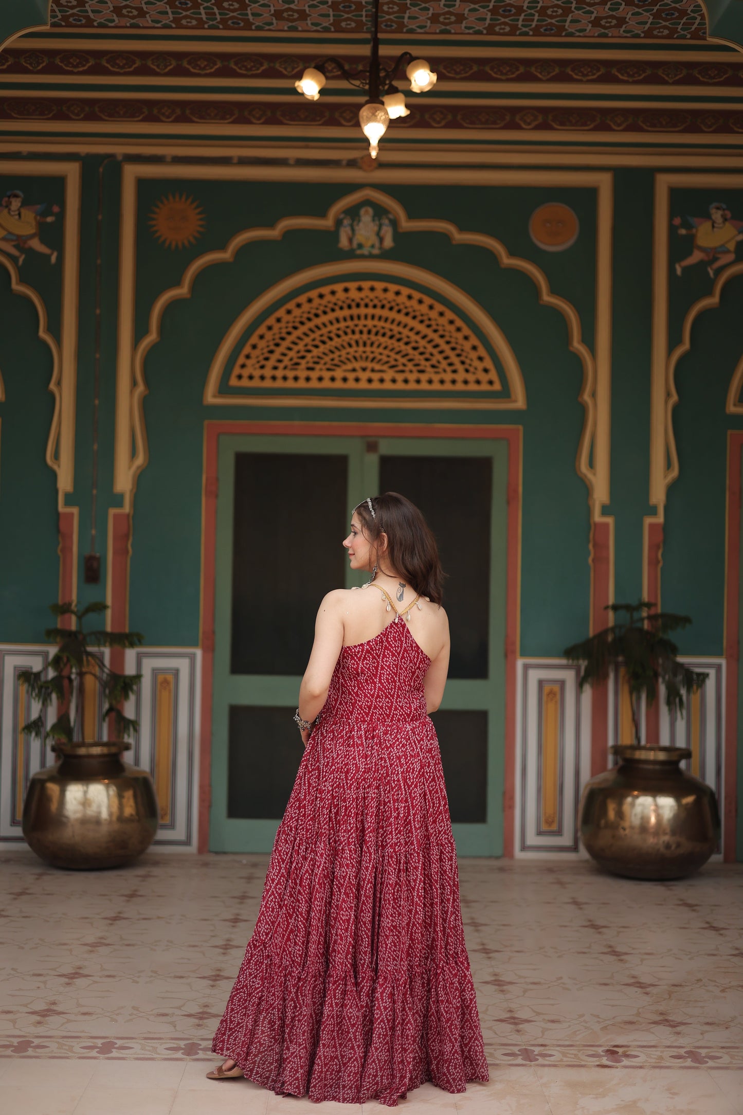 TILTON NAVRATRI SPECIAL BANDHANI PRINT PATCHWORK GOWN