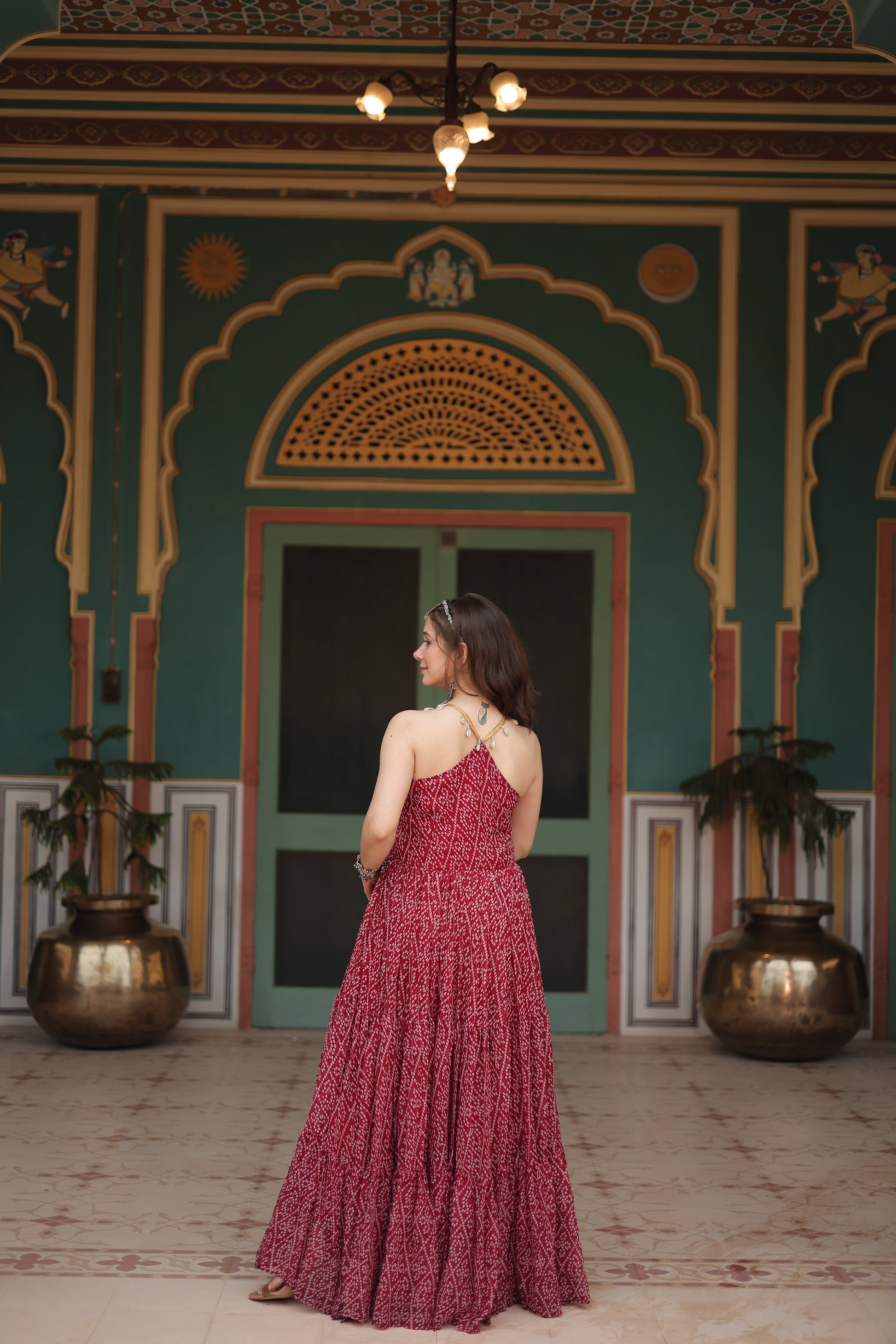 TILTON NAVRATRI SPECIAL BANDHANI PRINT PATCHWORK GOWN