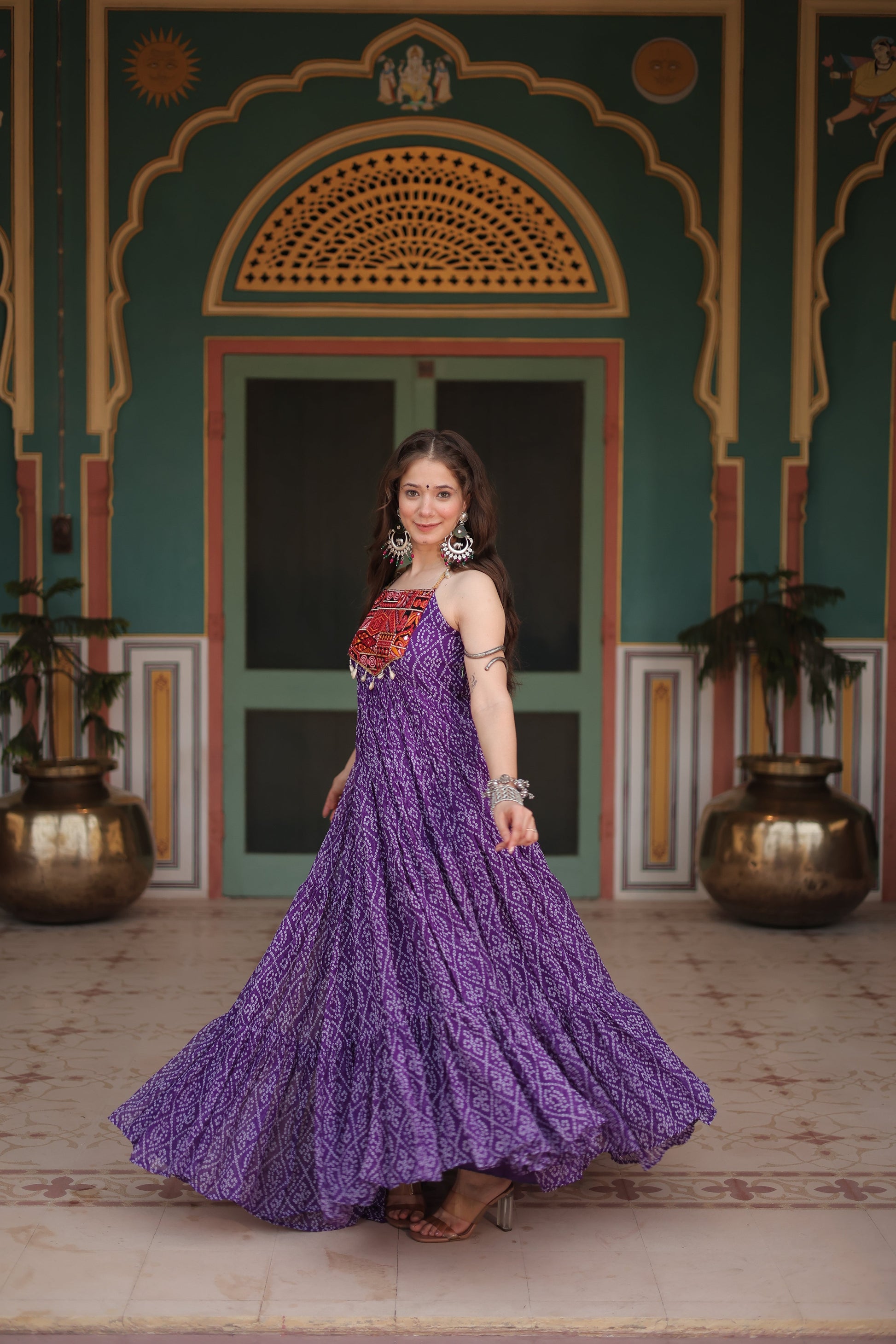 TILTON NAVRATRI SPECIAL BANDHANI PRINT PATCHWORK GOWN