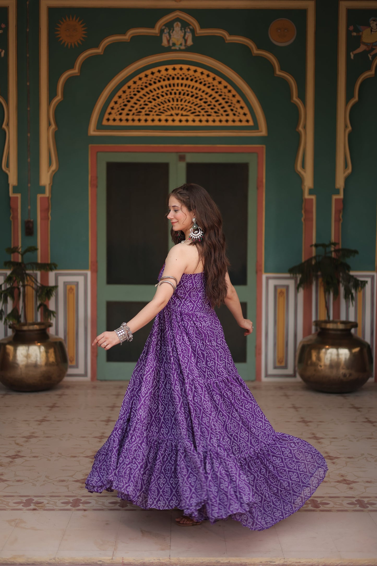 TILTON NAVRATRI SPECIAL BANDHANI PRINT PATCHWORK GOWN