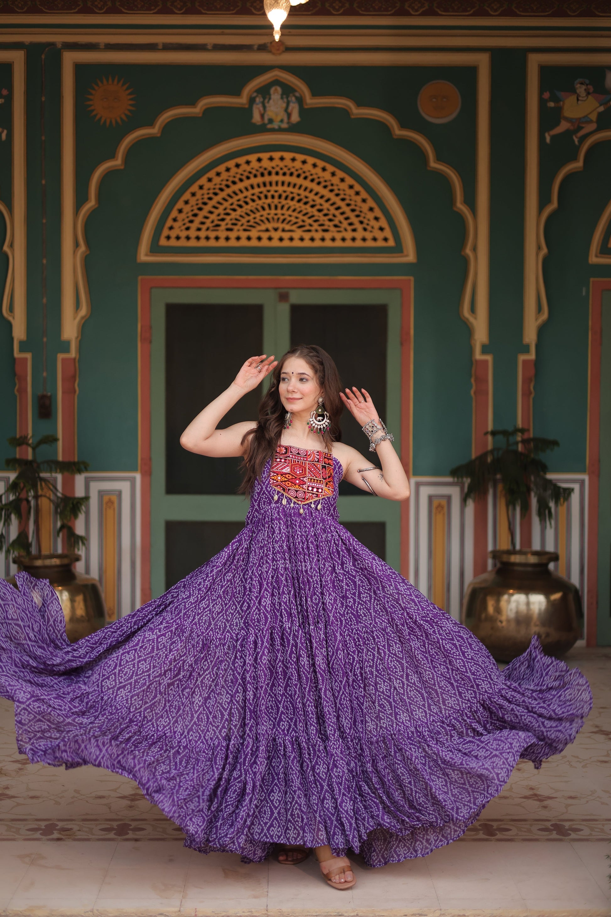 TILTON NAVRATRI SPECIAL BANDHANI PRINT PATCHWORK GOWN
