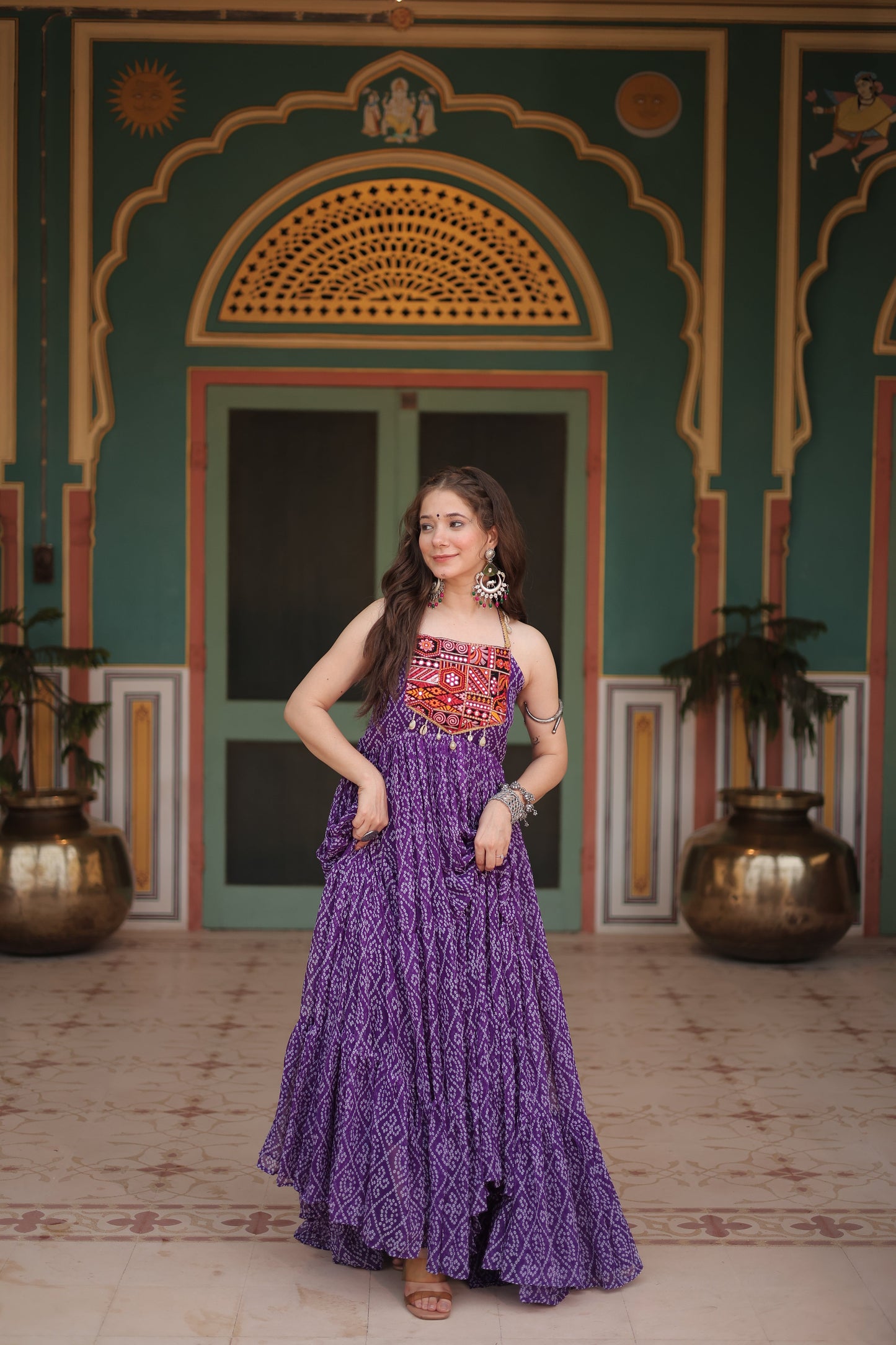 TILTON NAVRATRI SPECIAL BANDHANI PRINT PATCHWORK GOWN