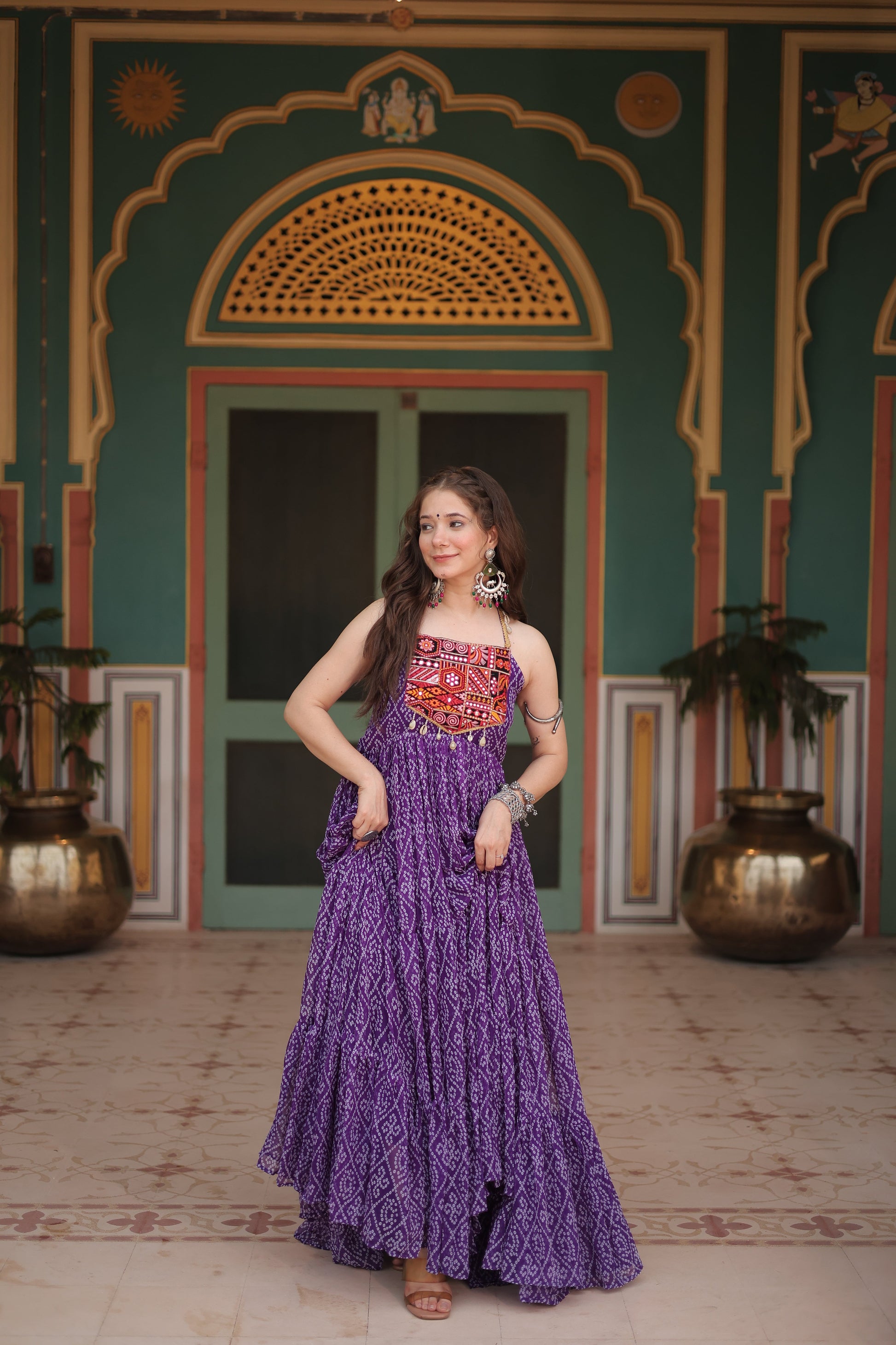 TILTON NAVRATRI SPECIAL BANDHANI PRINT PATCHWORK GOWN