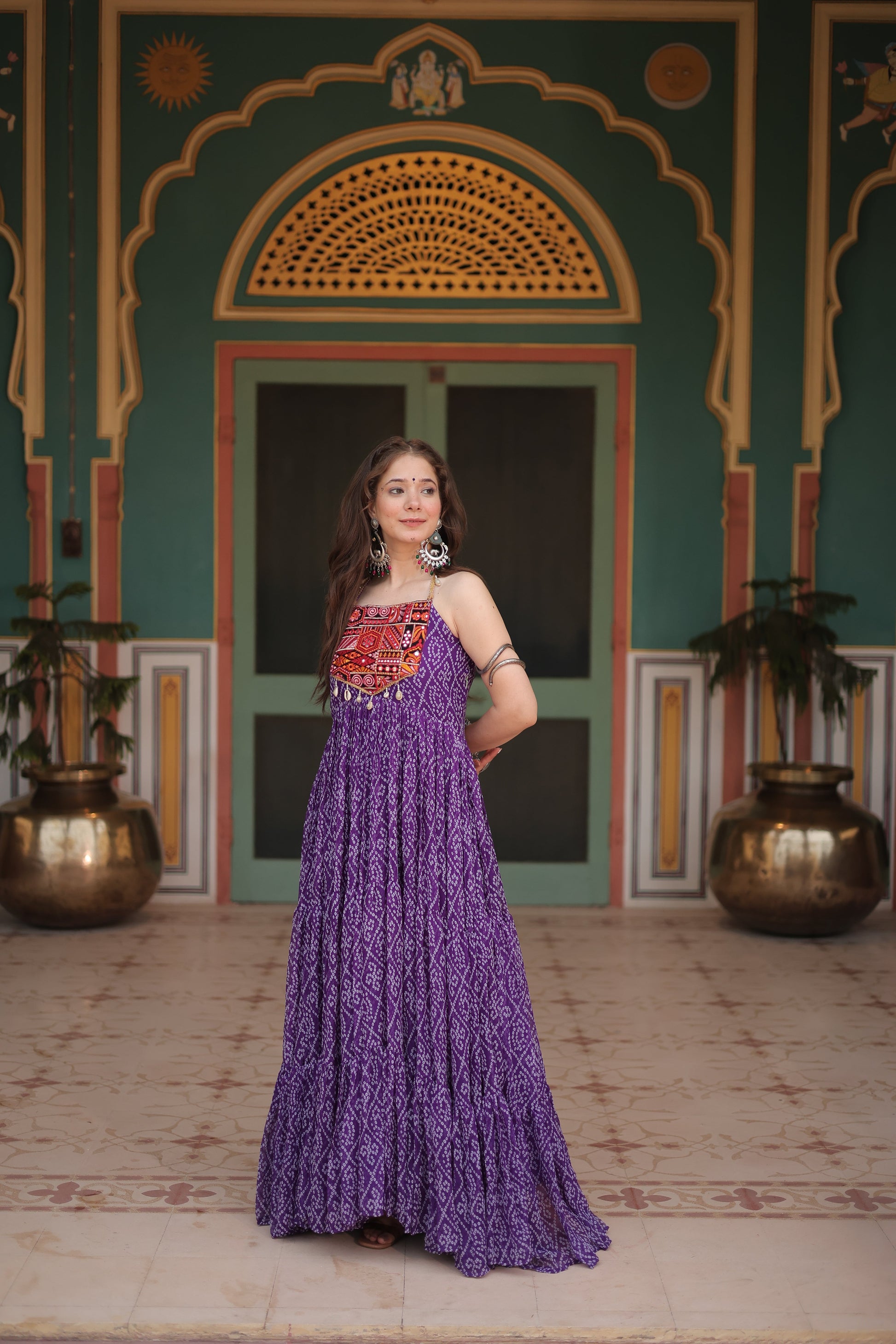 TILTON NAVRATRI SPECIAL BANDHANI PRINT PATCHWORK GOWN