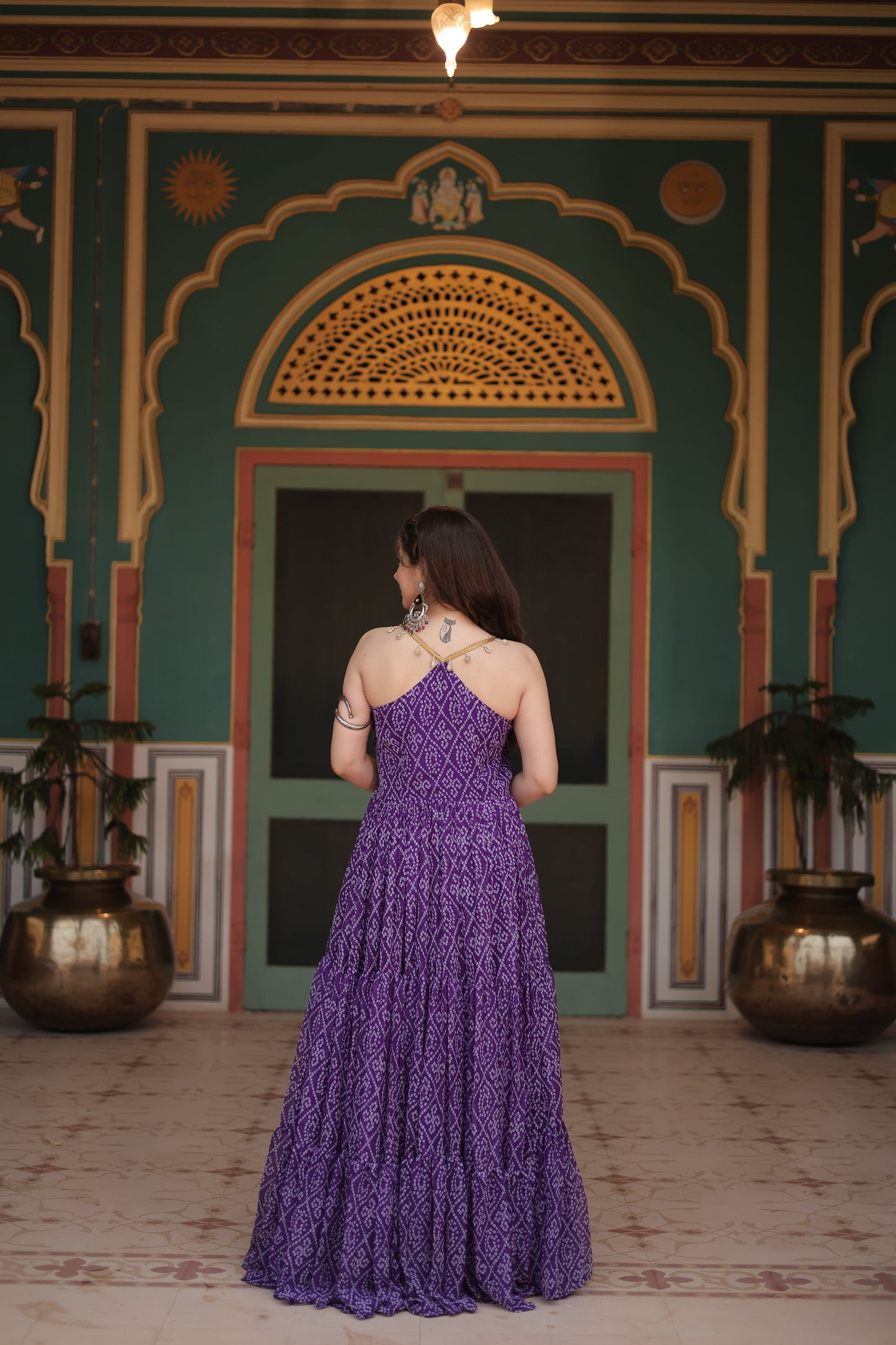 TILTON NAVRATRI SPECIAL BANDHANI PRINT PATCHWORK GOWN