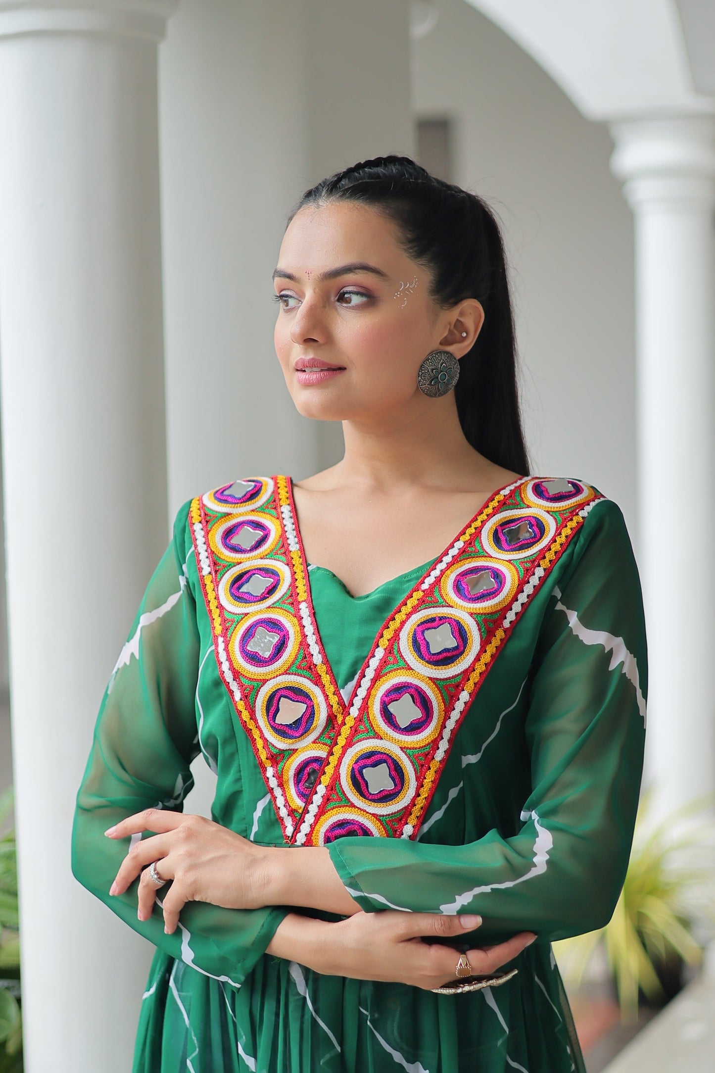 TILTON NAVRATRI SPECIAL LEHRIYA PRINT KURTI WITH KUTCHI PATCHWORK