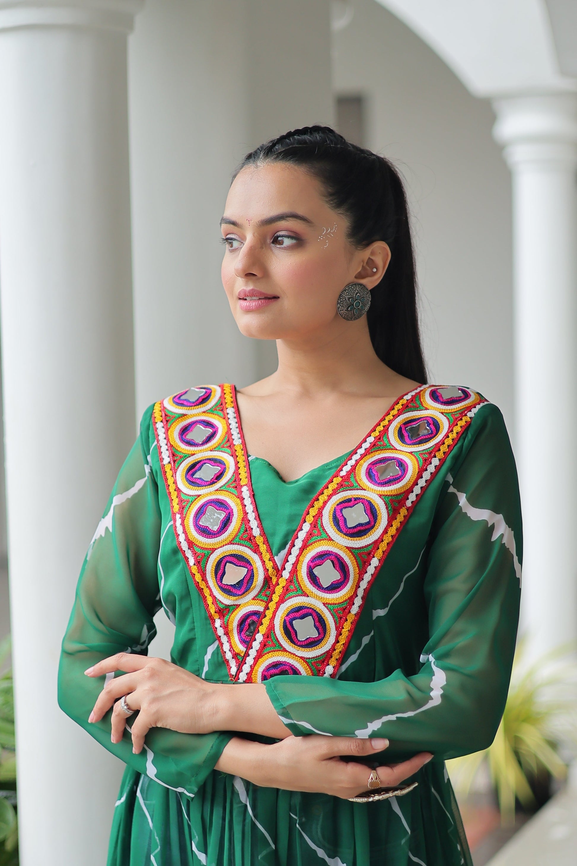 TILTON NAVRATRI SPECIAL LEHRIYA PRINT KURTI WITH KUTCHI PATCHWORK
