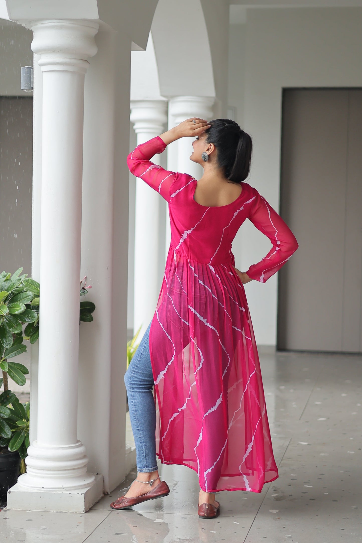TILTON NAVRATRI SPECIAL LEHRIYA PRINT KURTI WITH KUTCHI PATCHWORK
