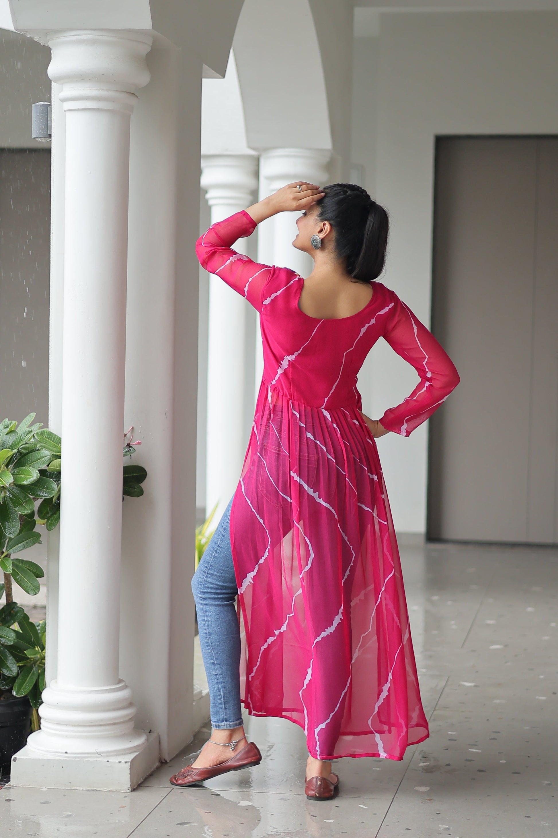 TILTON NAVRATRI SPECIAL LEHRIYA PRINT KURTI WITH KUTCHI PATCHWORK