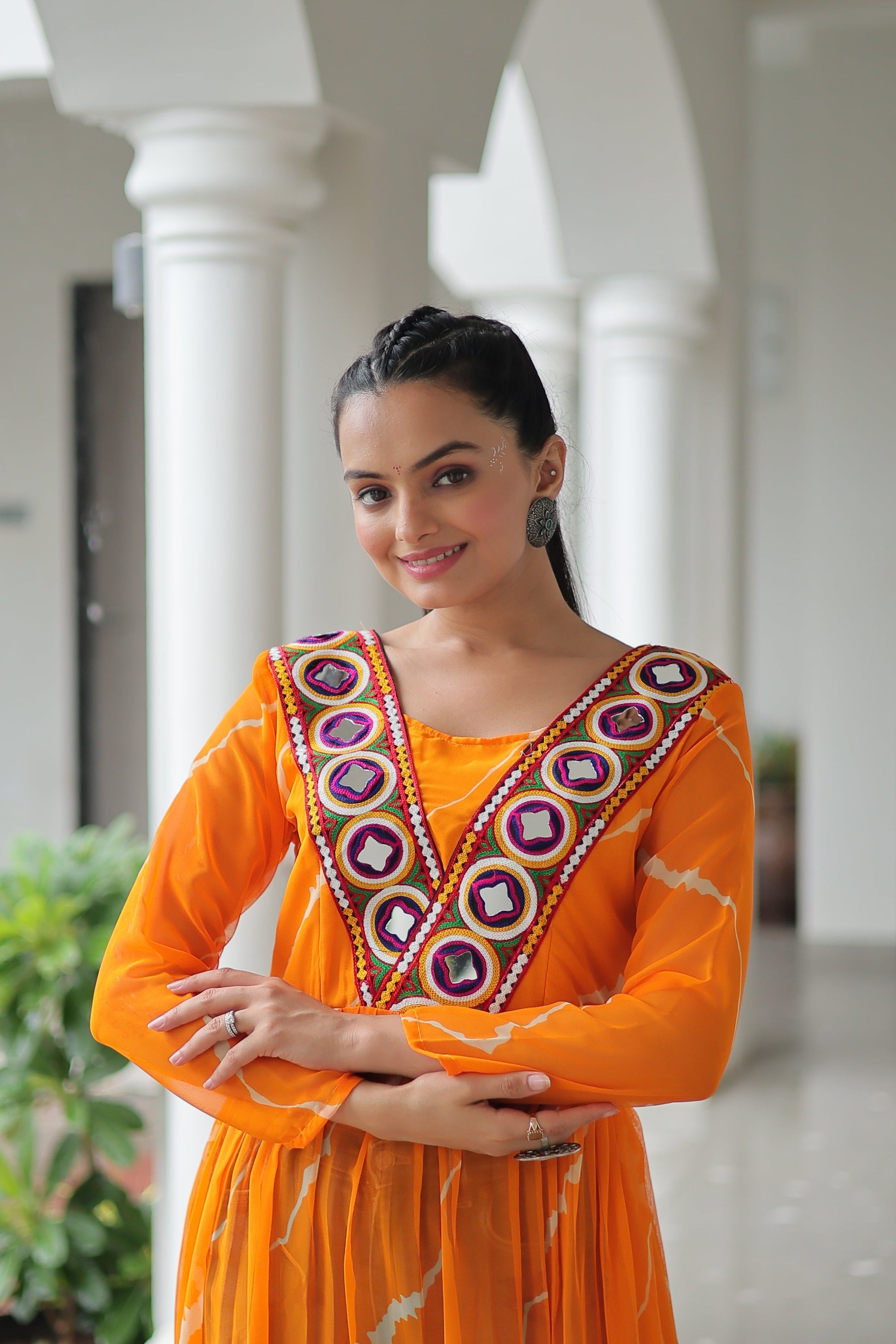 TILTON NAVRATRI SPECIAL LEHRIYA PRINT KURTI WITH KUTCHI PATCHWORK