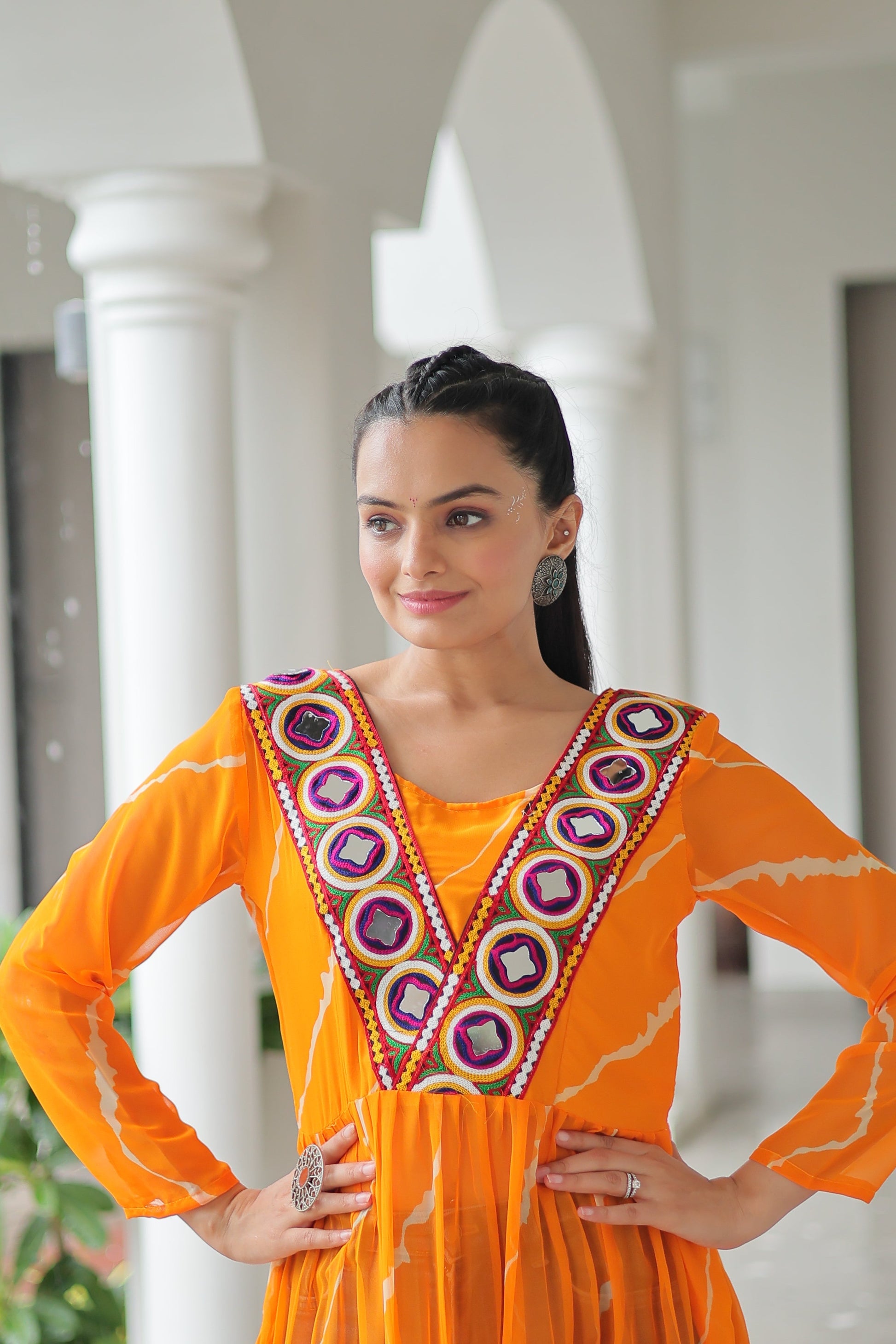 TILTON NAVRATRI SPECIAL LEHRIYA PRINT KURTI WITH KUTCHI PATCHWORK