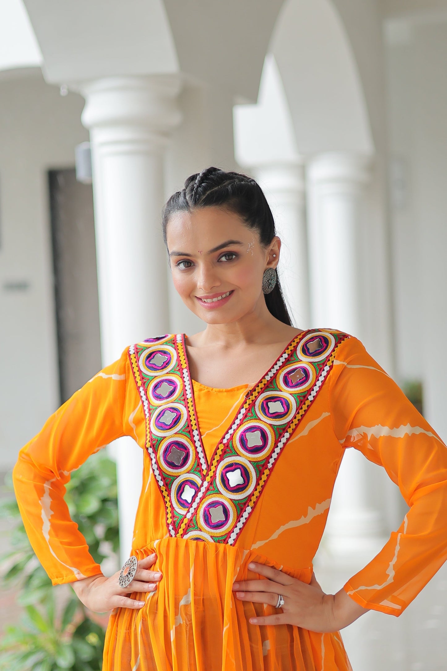 TILTON NAVRATRI SPECIAL LEHRIYA PRINT KURTI WITH KUTCHI PATCHWORK