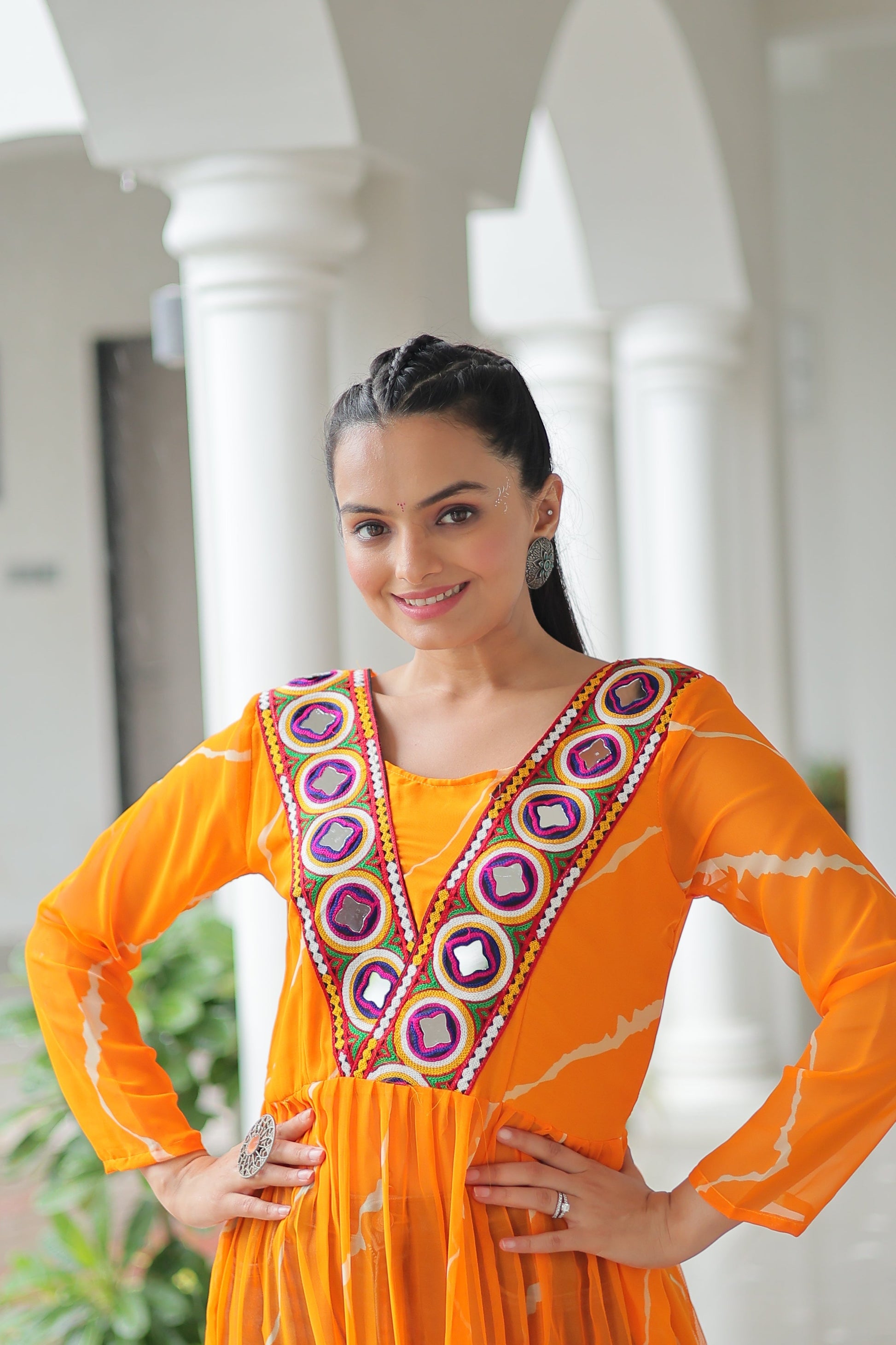 TILTON NAVRATRI SPECIAL LEHRIYA PRINT KURTI WITH KUTCHI PATCHWORK
