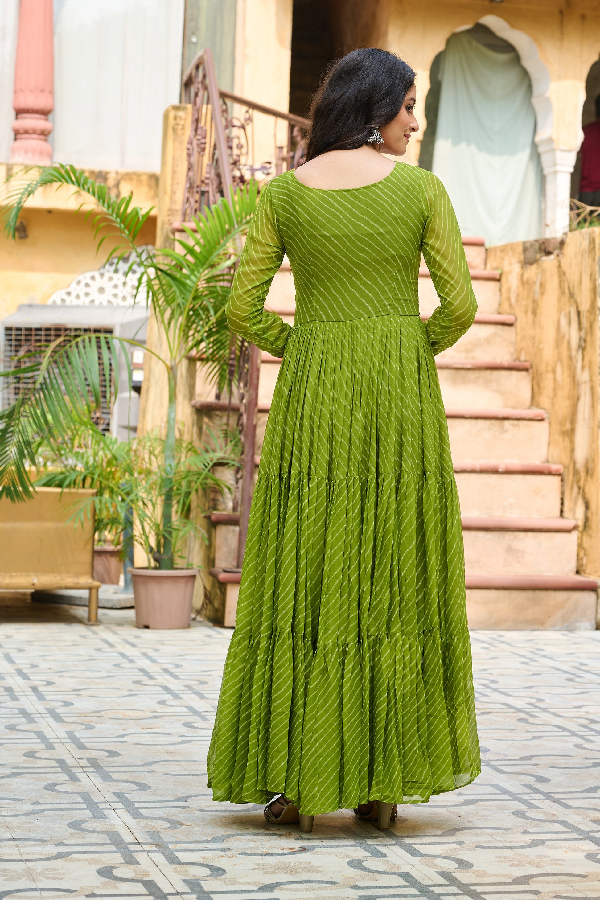 TILTON LAHERIYA PRINT PATCHWORK GOWN