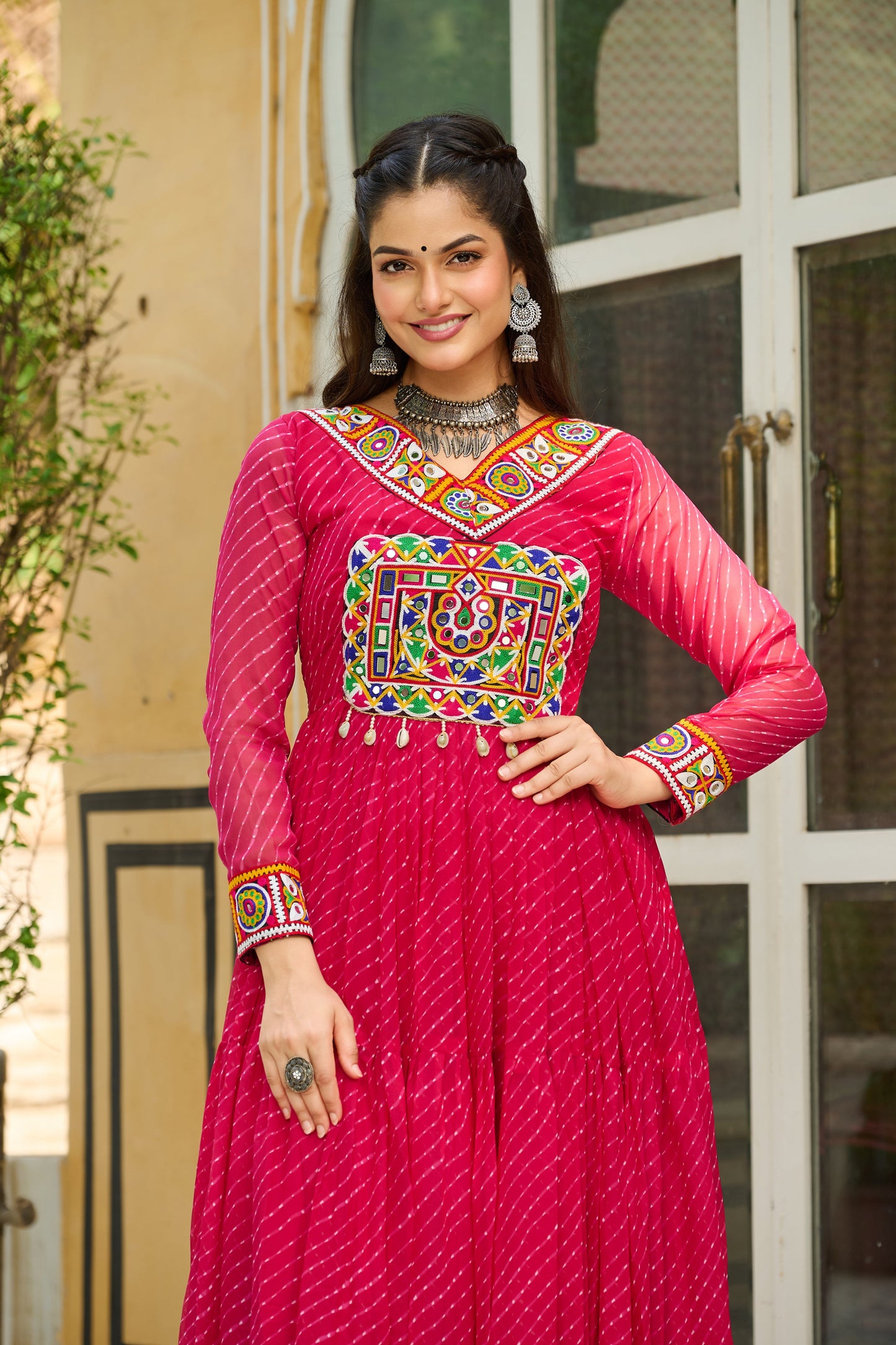 TILTON LAHERIYA PRINT PATCHWORK GOWN